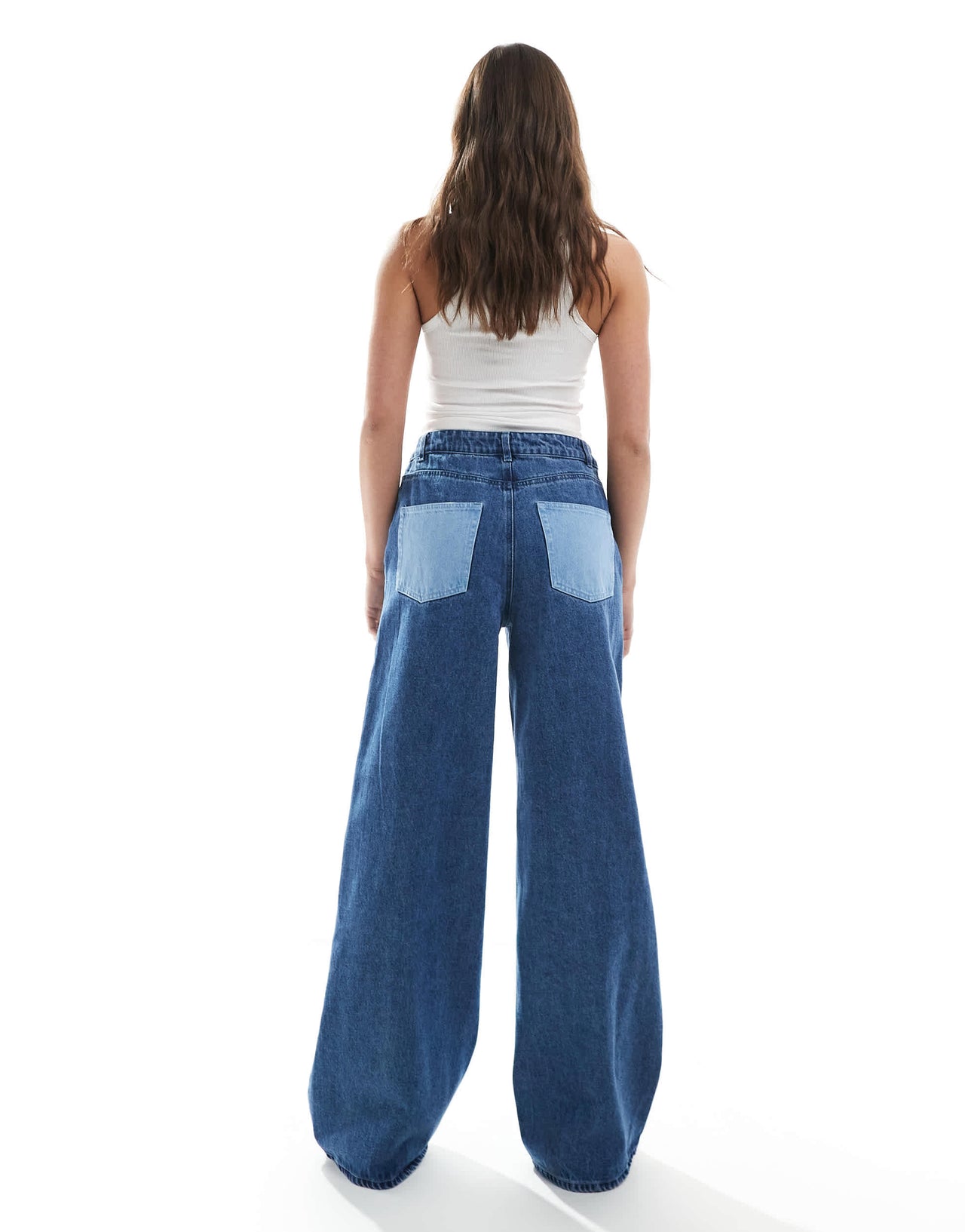 Pieces wide leg western detail jeans co-ord in light blue wash