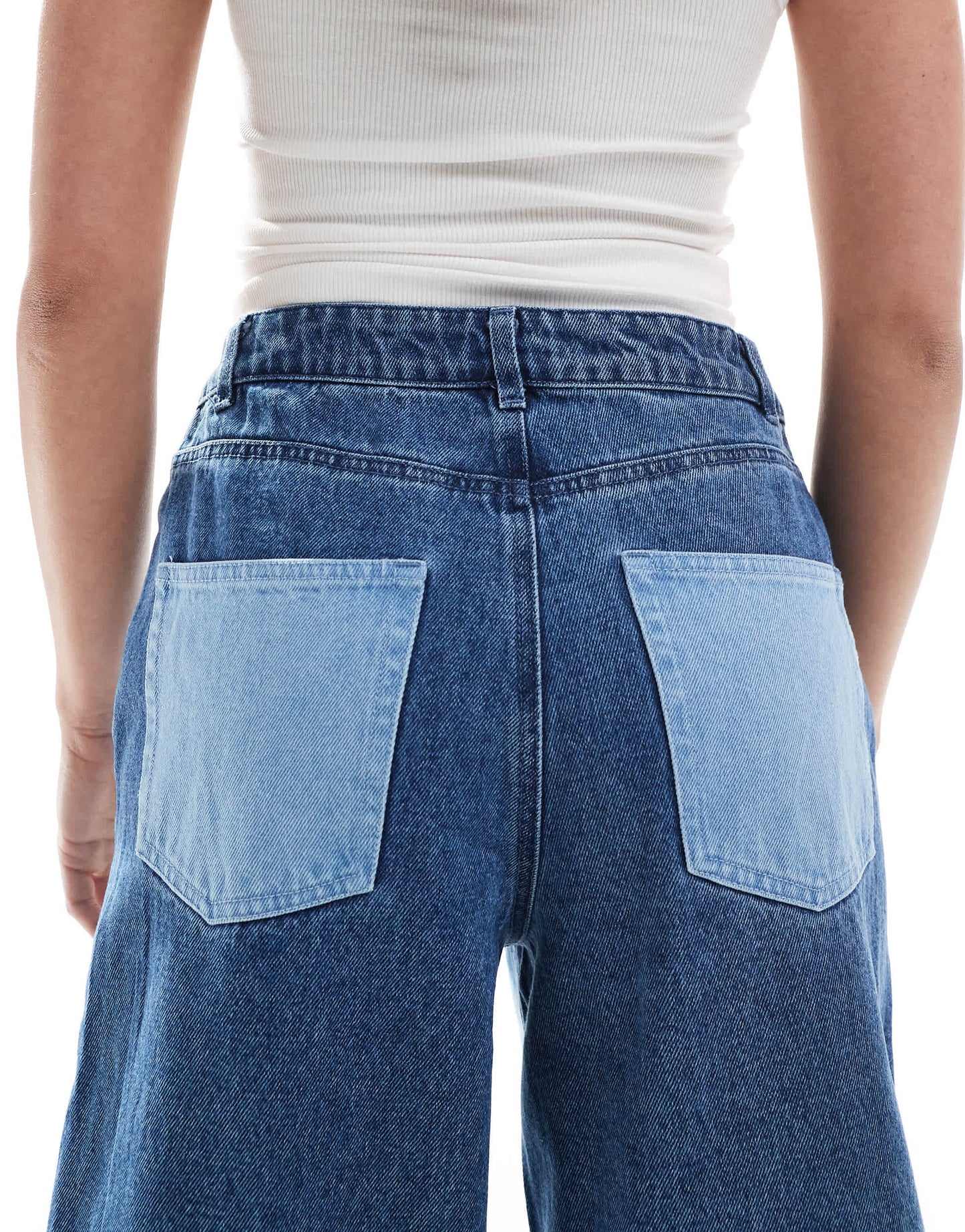 Pieces wide leg western detail jeans co-ord in light blue wash