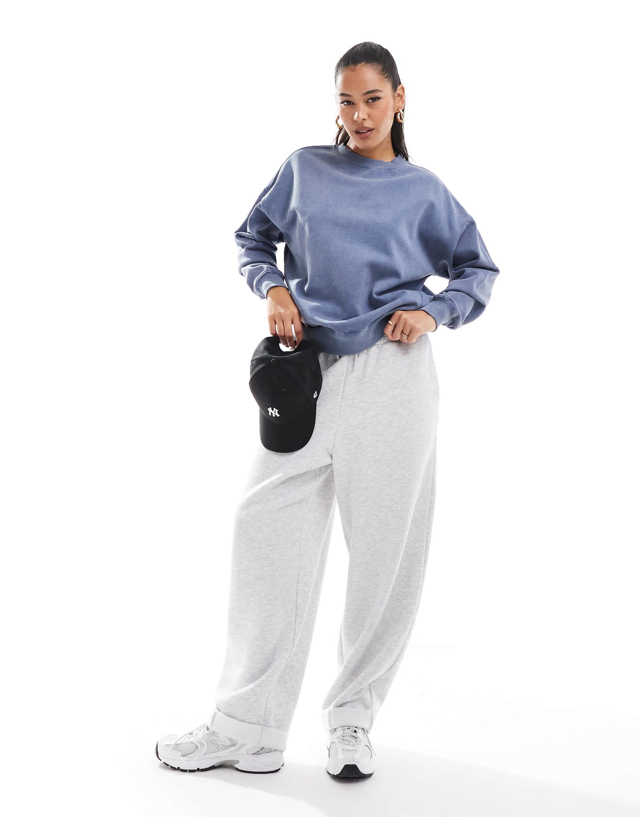 Pull&Bear oversized sweater in washed blue