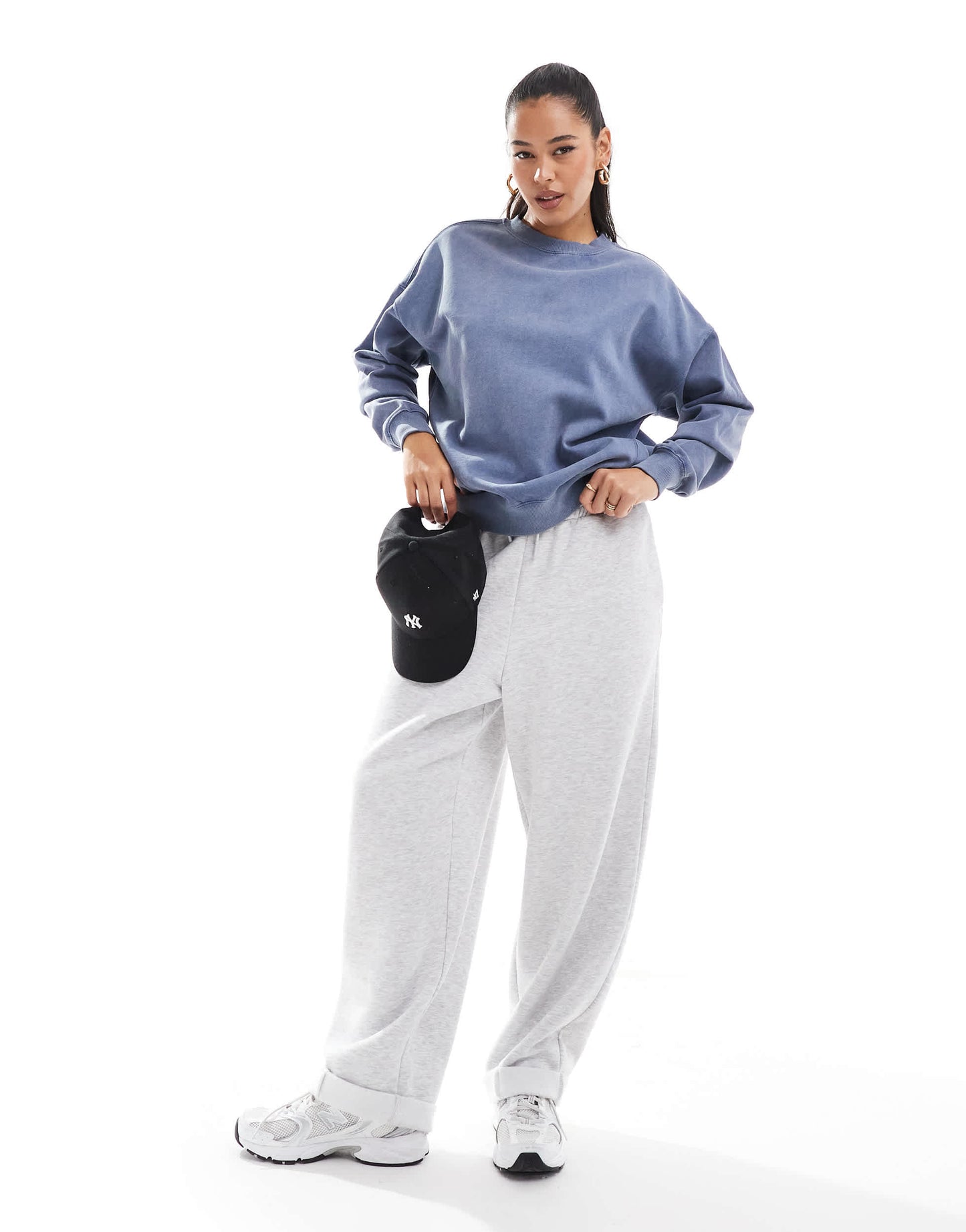 Pull&Bear oversized sweater in washed blue