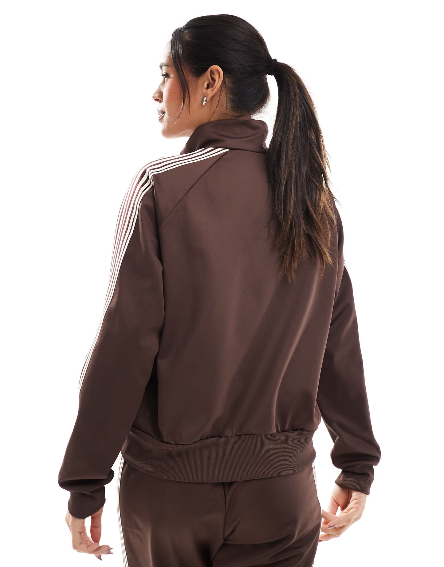 Pull&Bear contrast stripe track top co-ord in brown