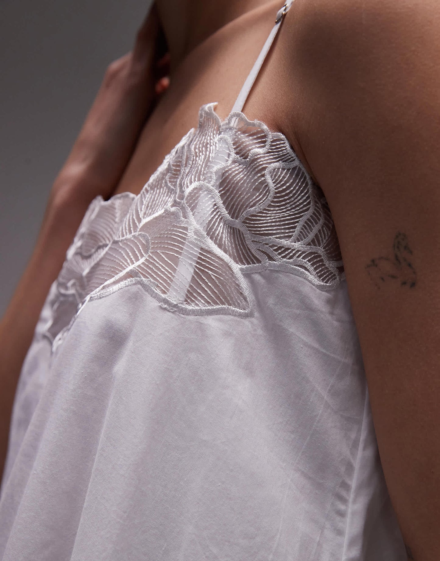 SNDYS flower lace trim cami trapeze maxi dress in white