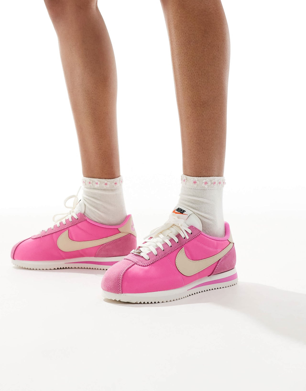 Nike Cortez TXT suede trainers in pink and grey