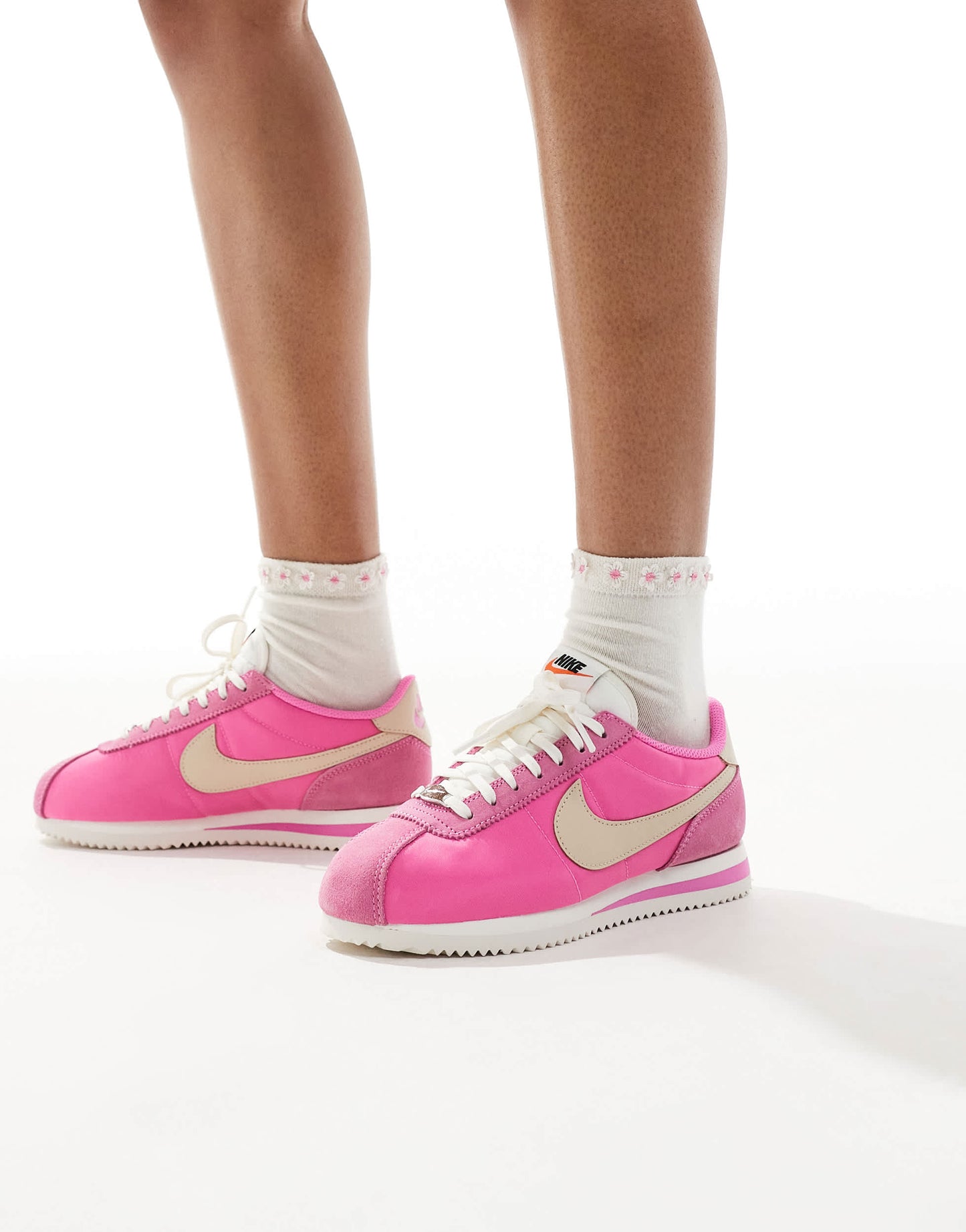 Nike Cortez TXT suede trainers in pink and grey
