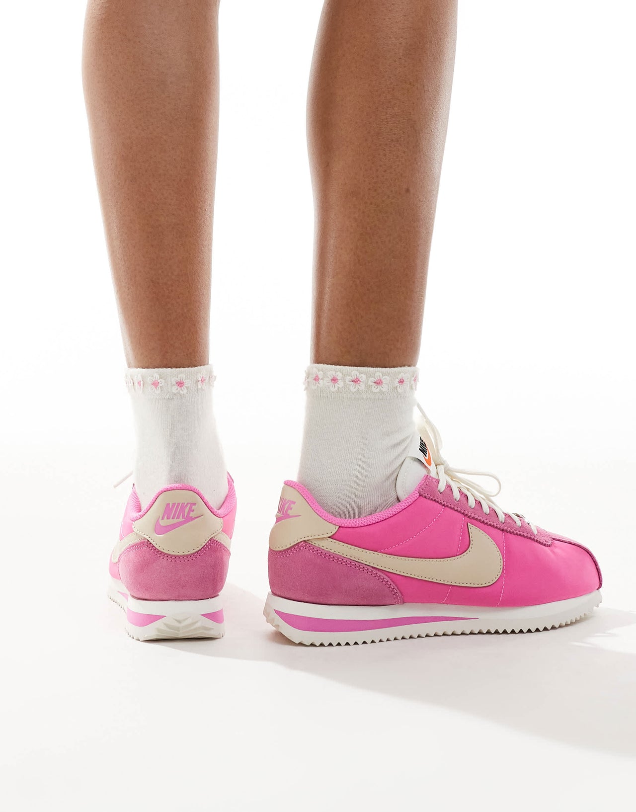 Nike Cortez TXT suede trainers in pink and grey