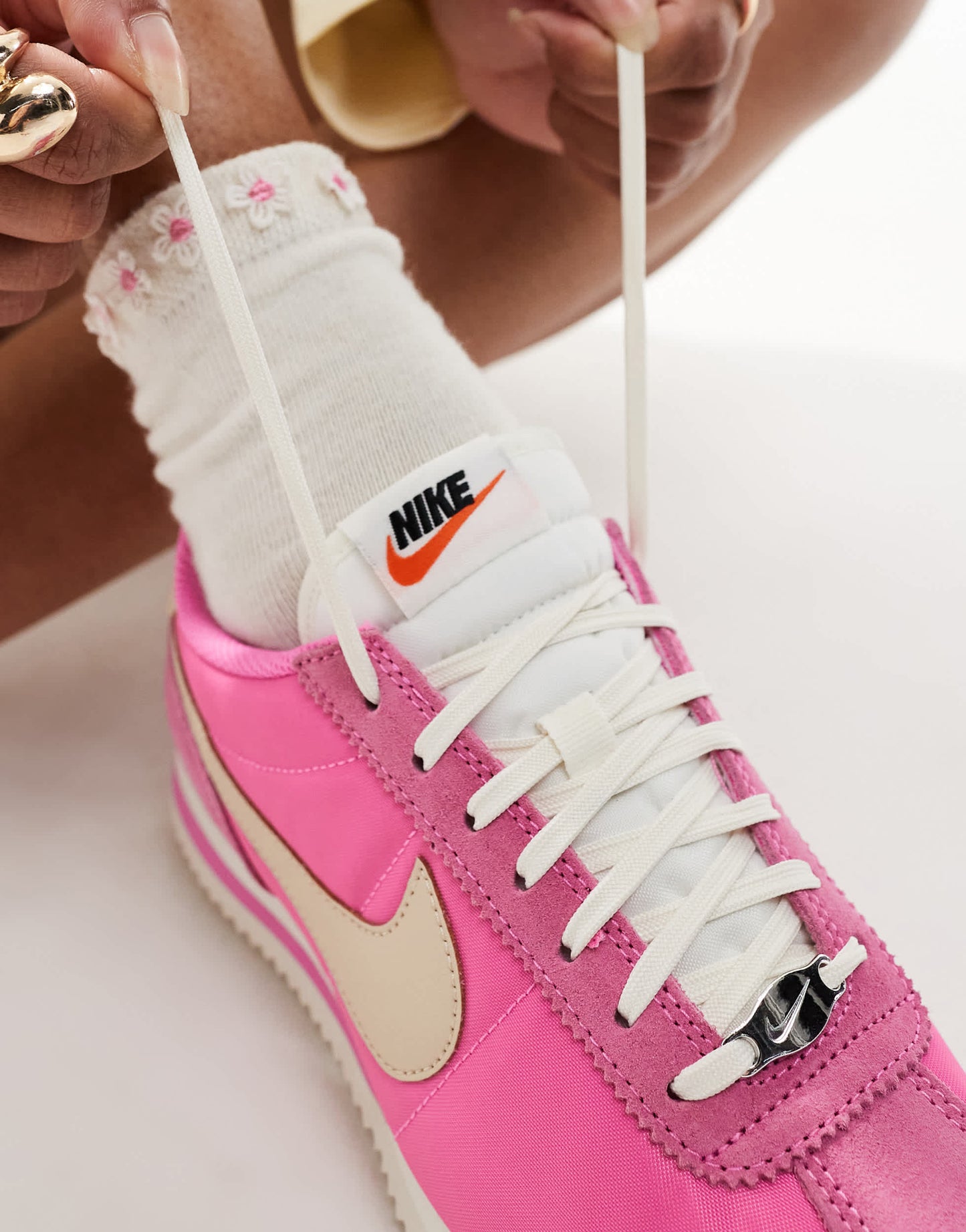 Nike Cortez TXT suede trainers in pink and grey