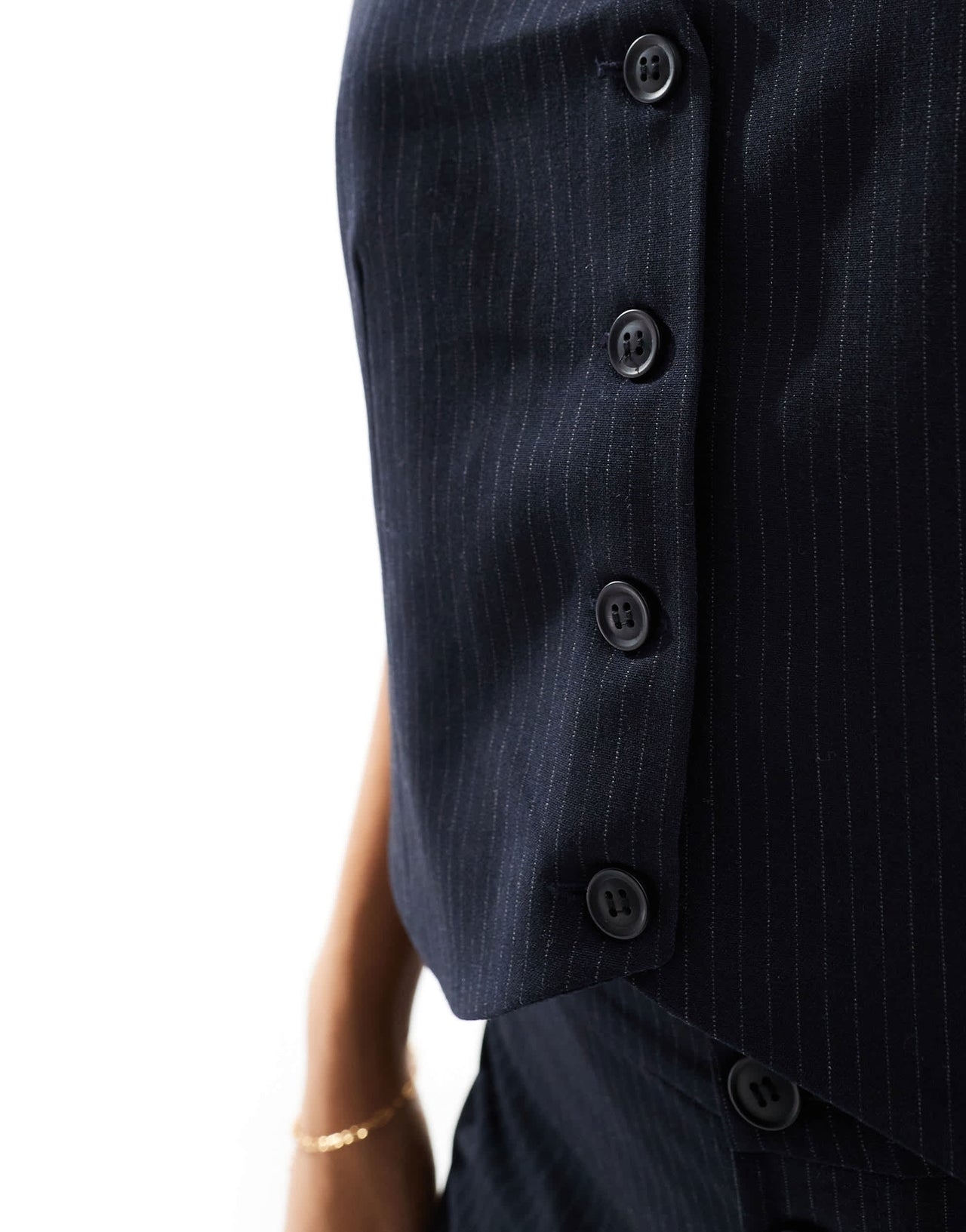 Pull&Bear tailored waistcoat co-ord in navy pinstripe