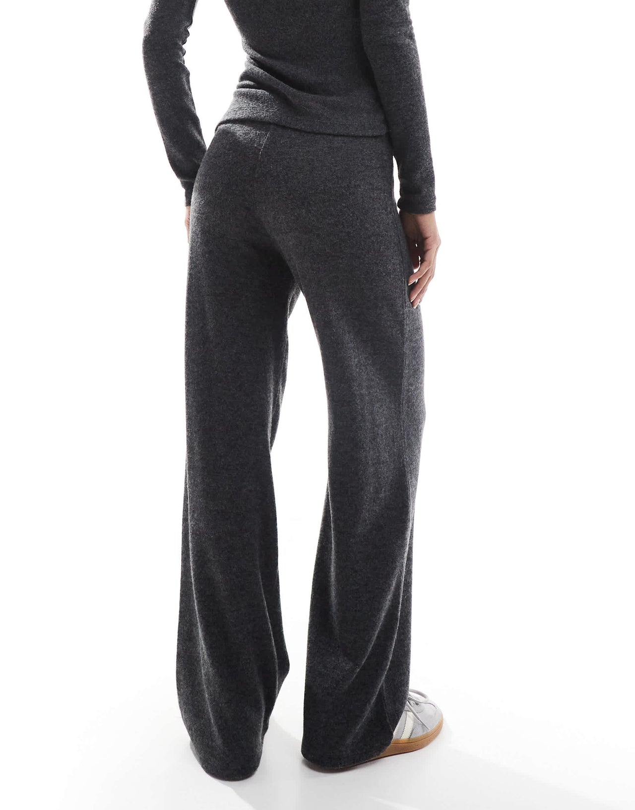 Pull&Bear soft touch wide leg jogger co-ord in charcoal grey