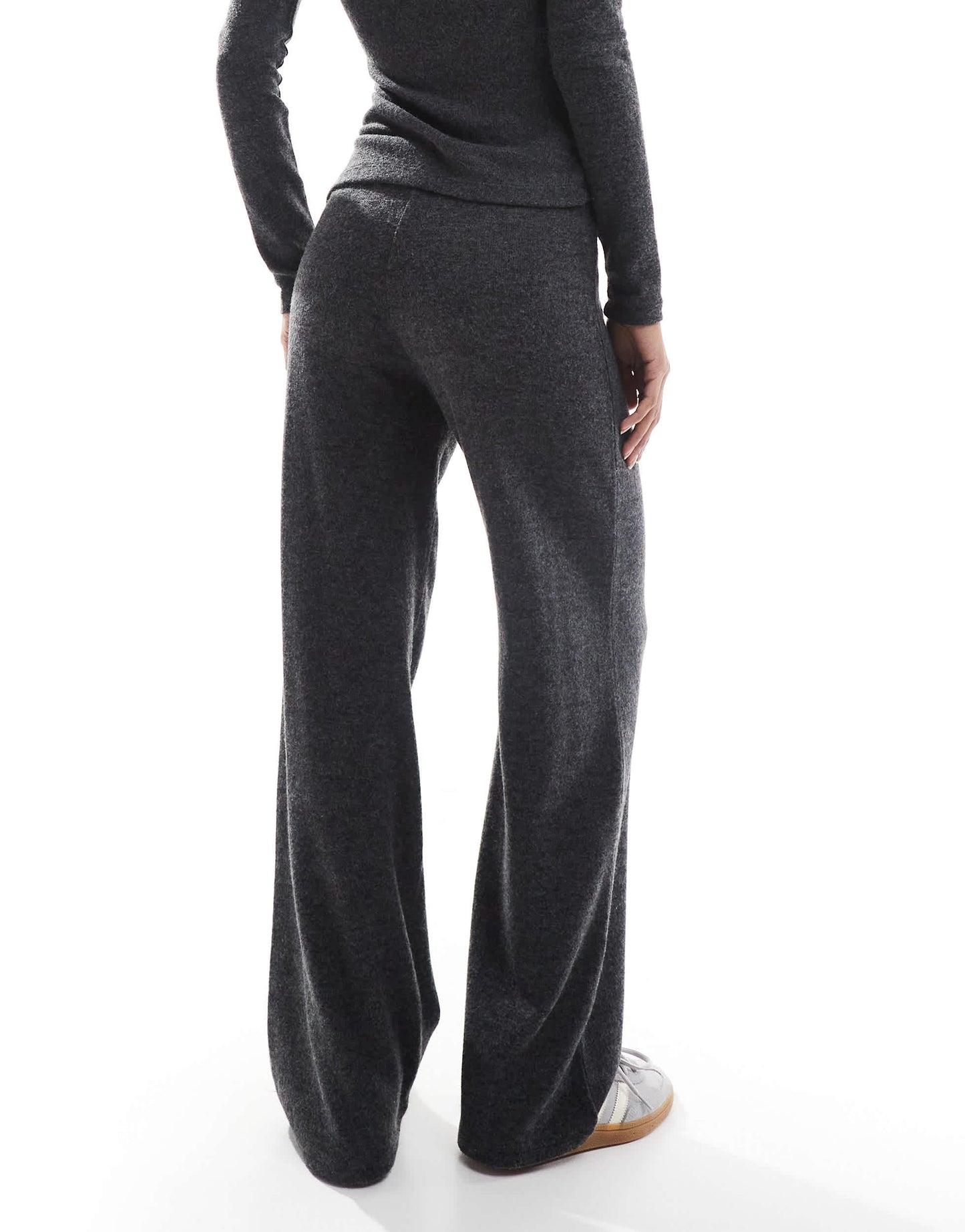 Pull&Bear soft touch wide leg jogger co-ord in charcoal grey