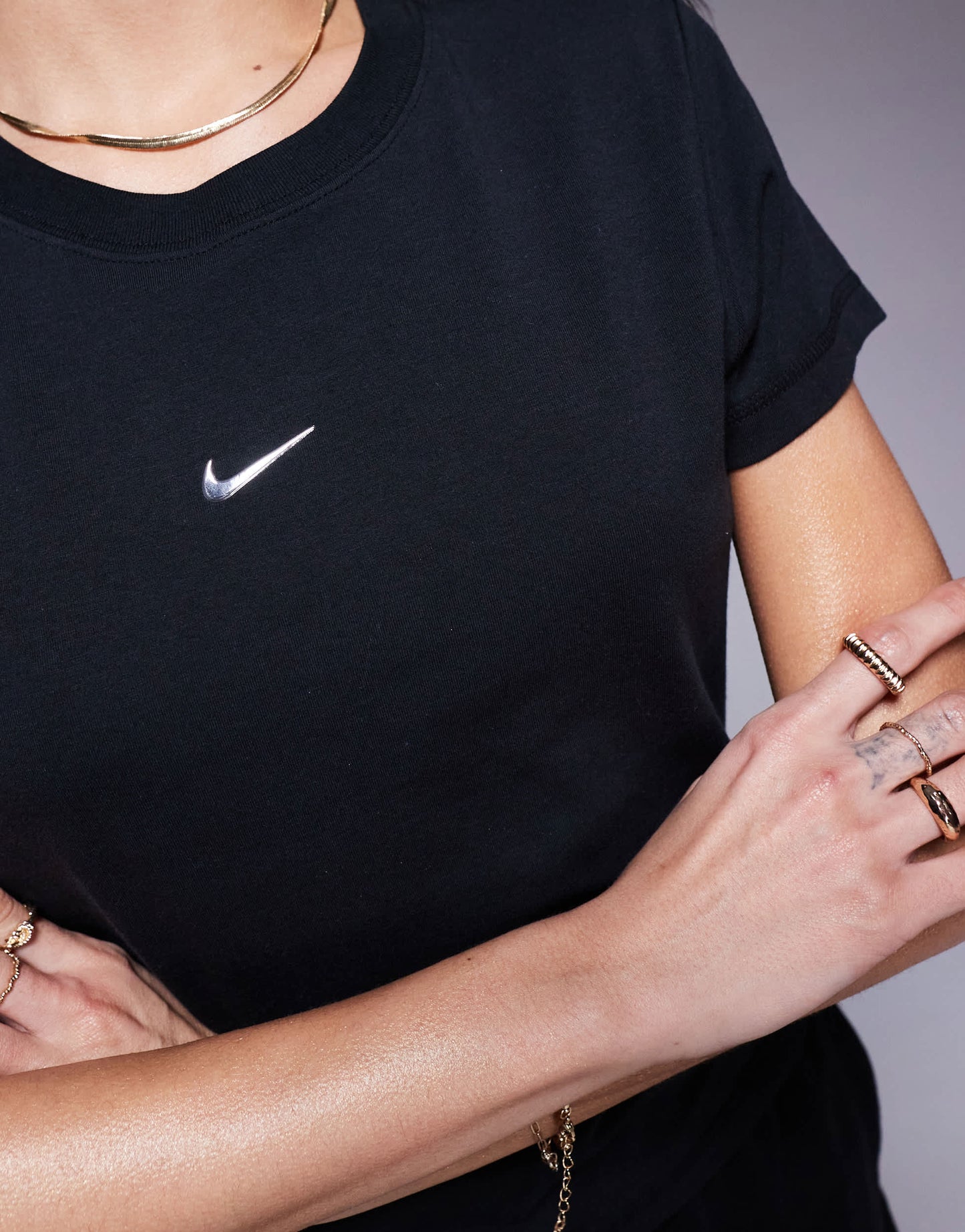 Nike Chill Gym Life Swoosh baby cropped t-shirt in black