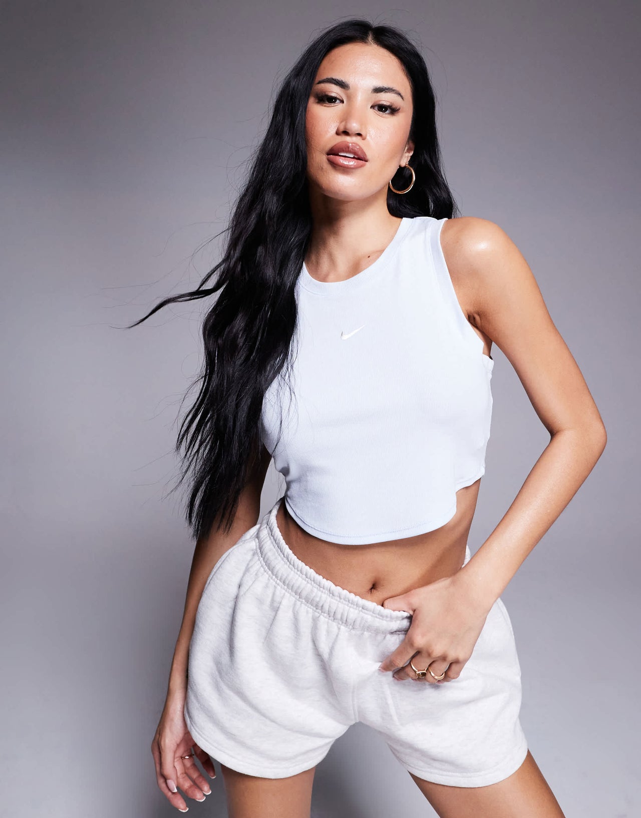 Nike Essential ribbed cropped vest in light blue