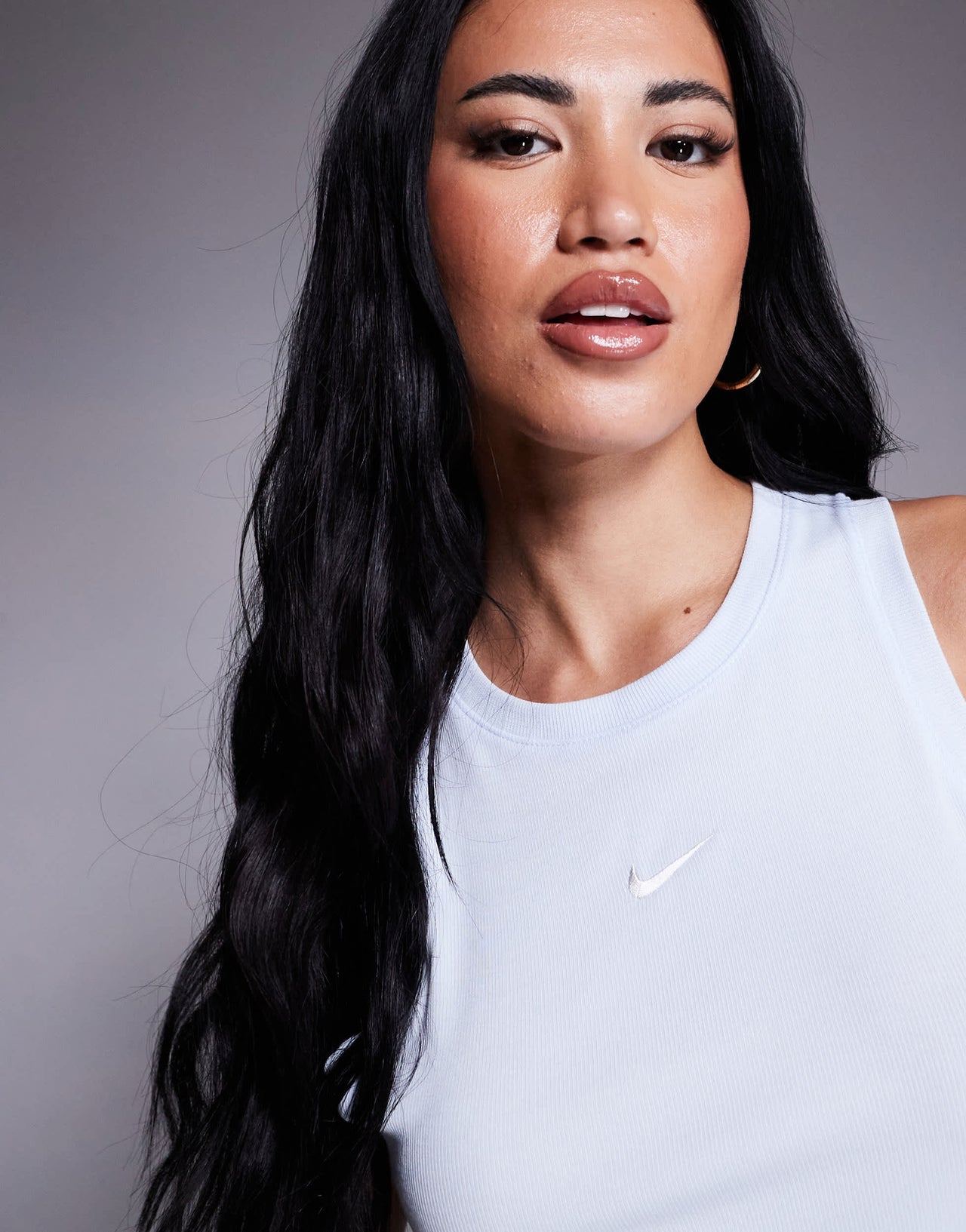 Nike Essential ribbed cropped vest in light blue