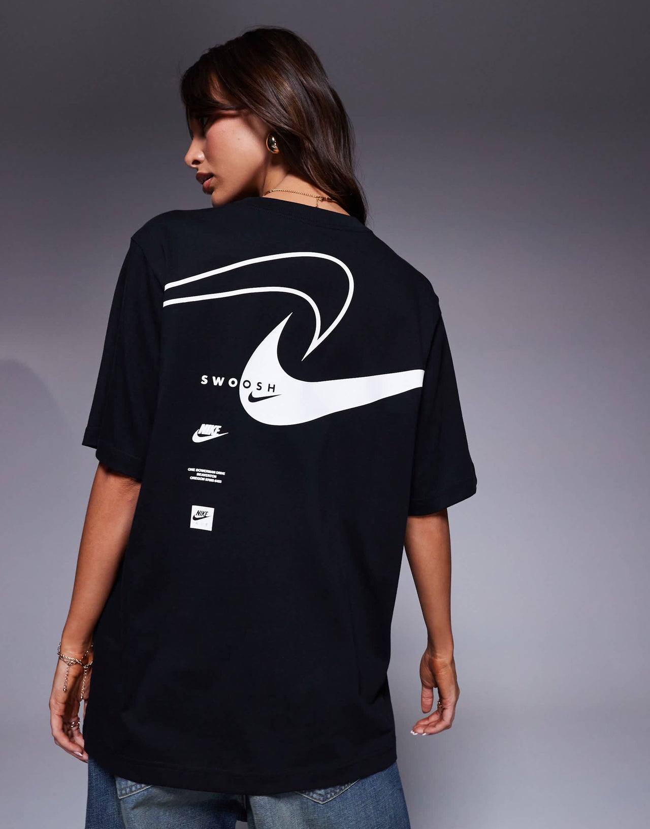 Nike Club Swoosh oversized t-shirt in black