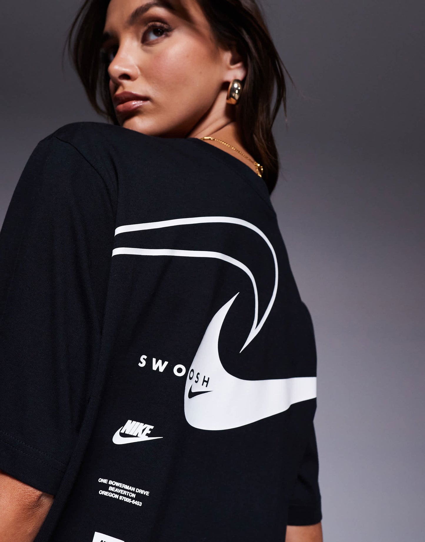 Nike Club Swoosh oversized t-shirt in black