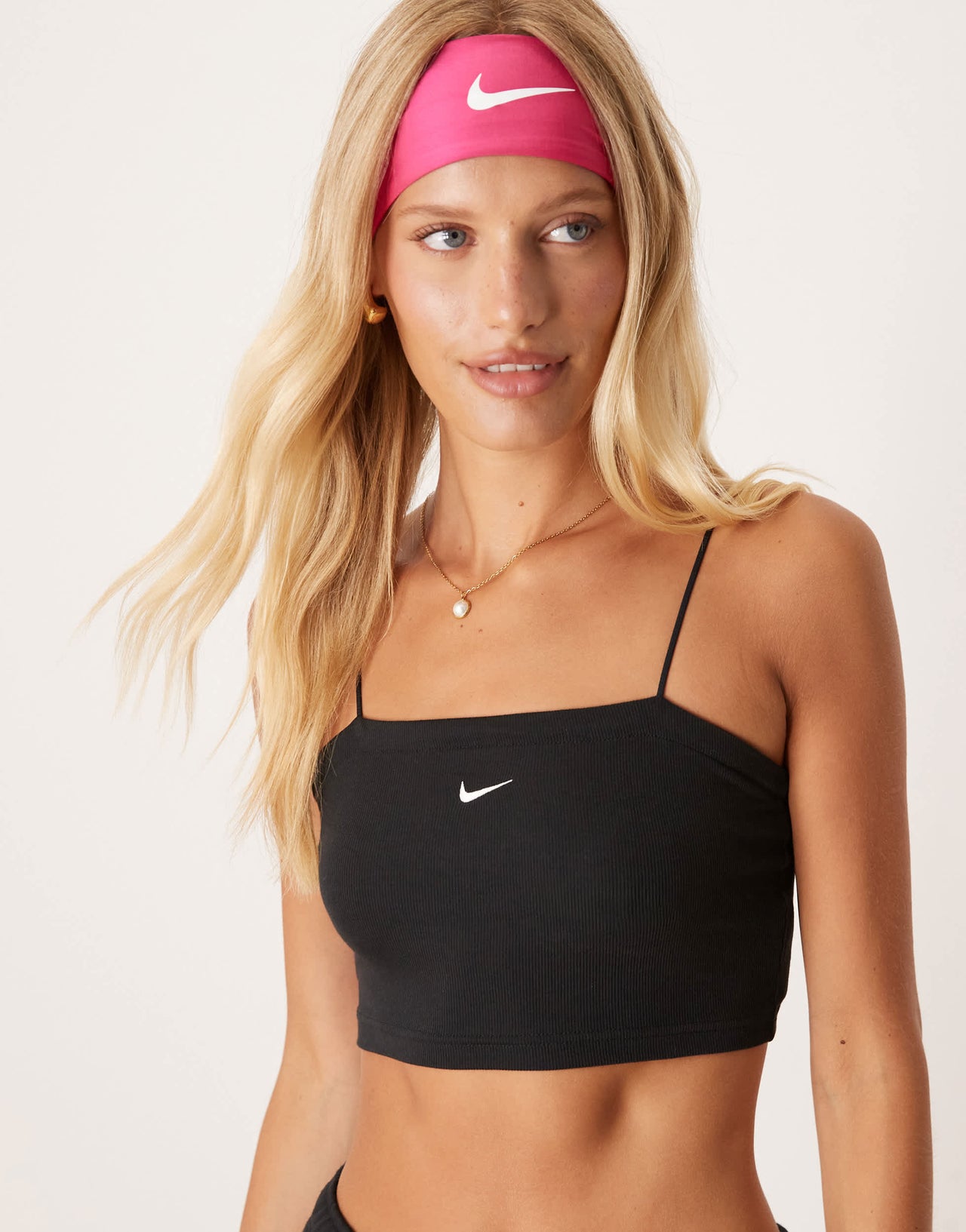 Nike Chill cropped 2in1 top in black