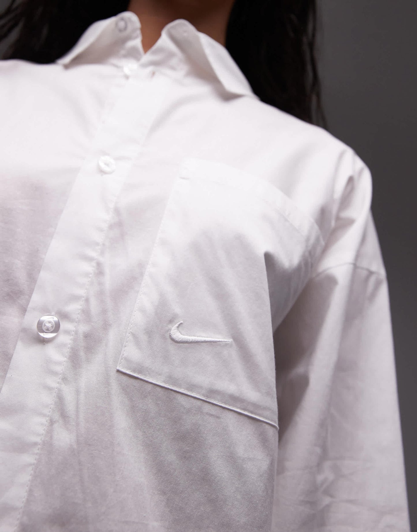 Nike Chill Poplin oversized shirt in white