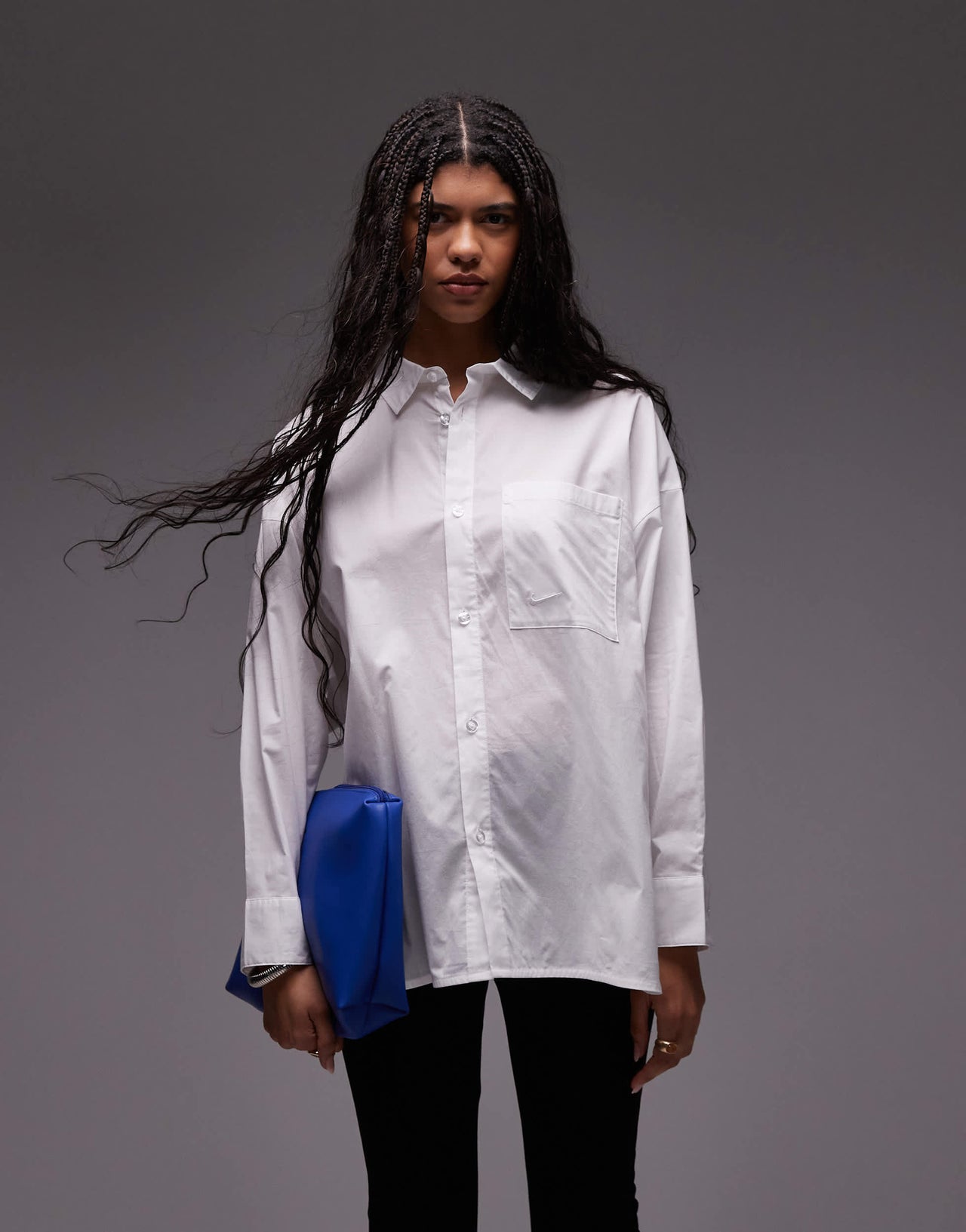 Nike Chill Poplin oversized shirt in white