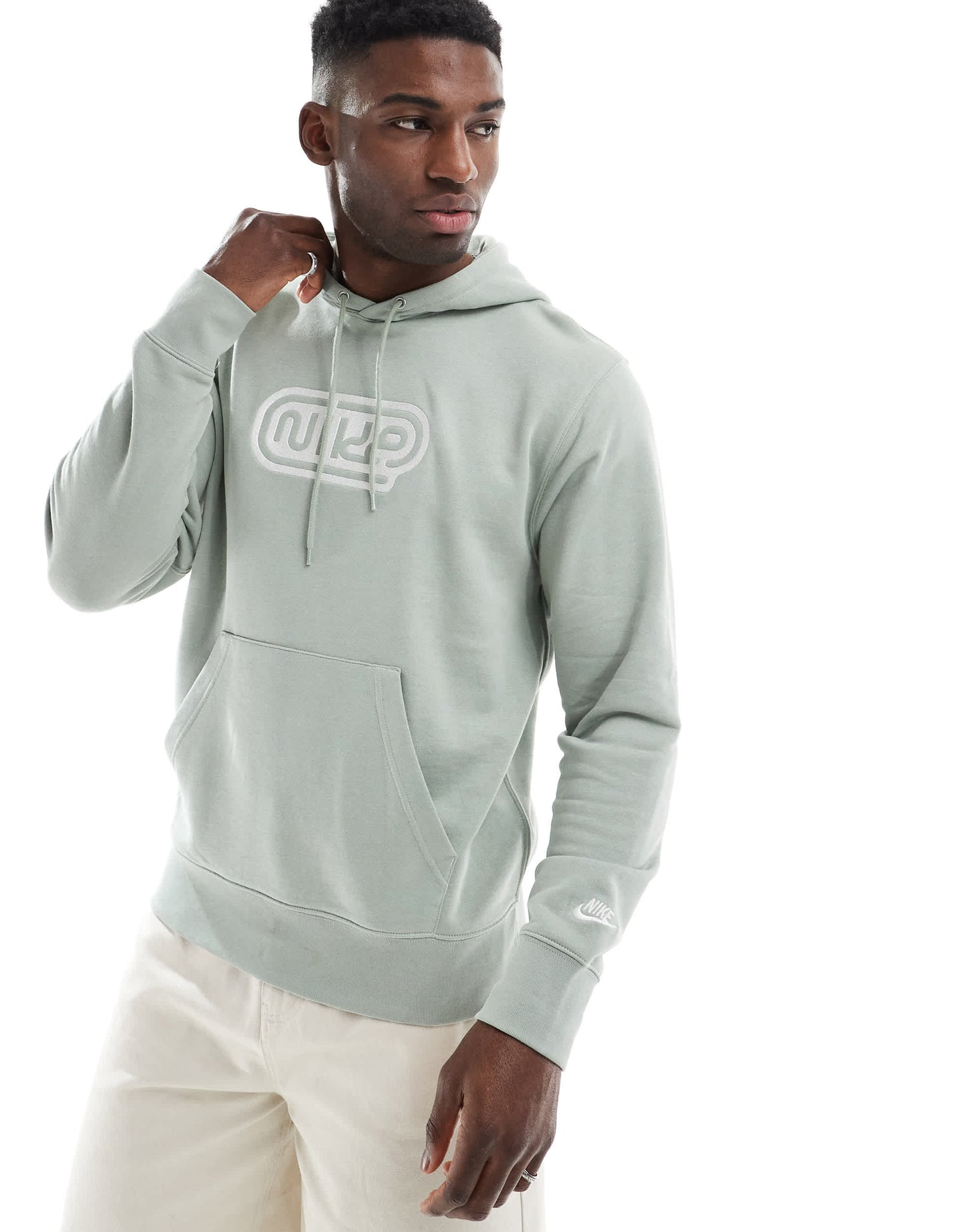 Nike Club hoodie with graphic in light green