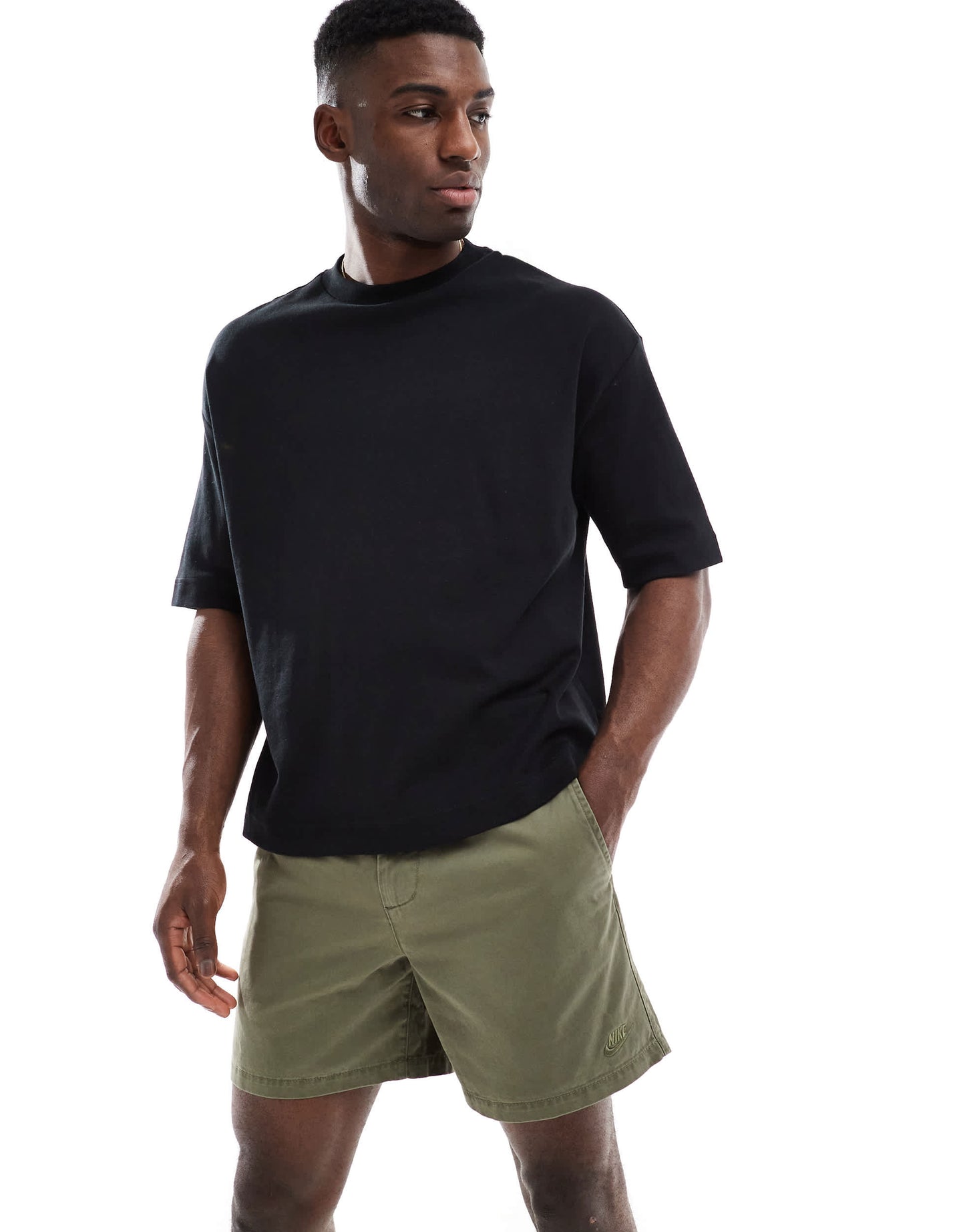 Nike Club washed chino shorts in khaki