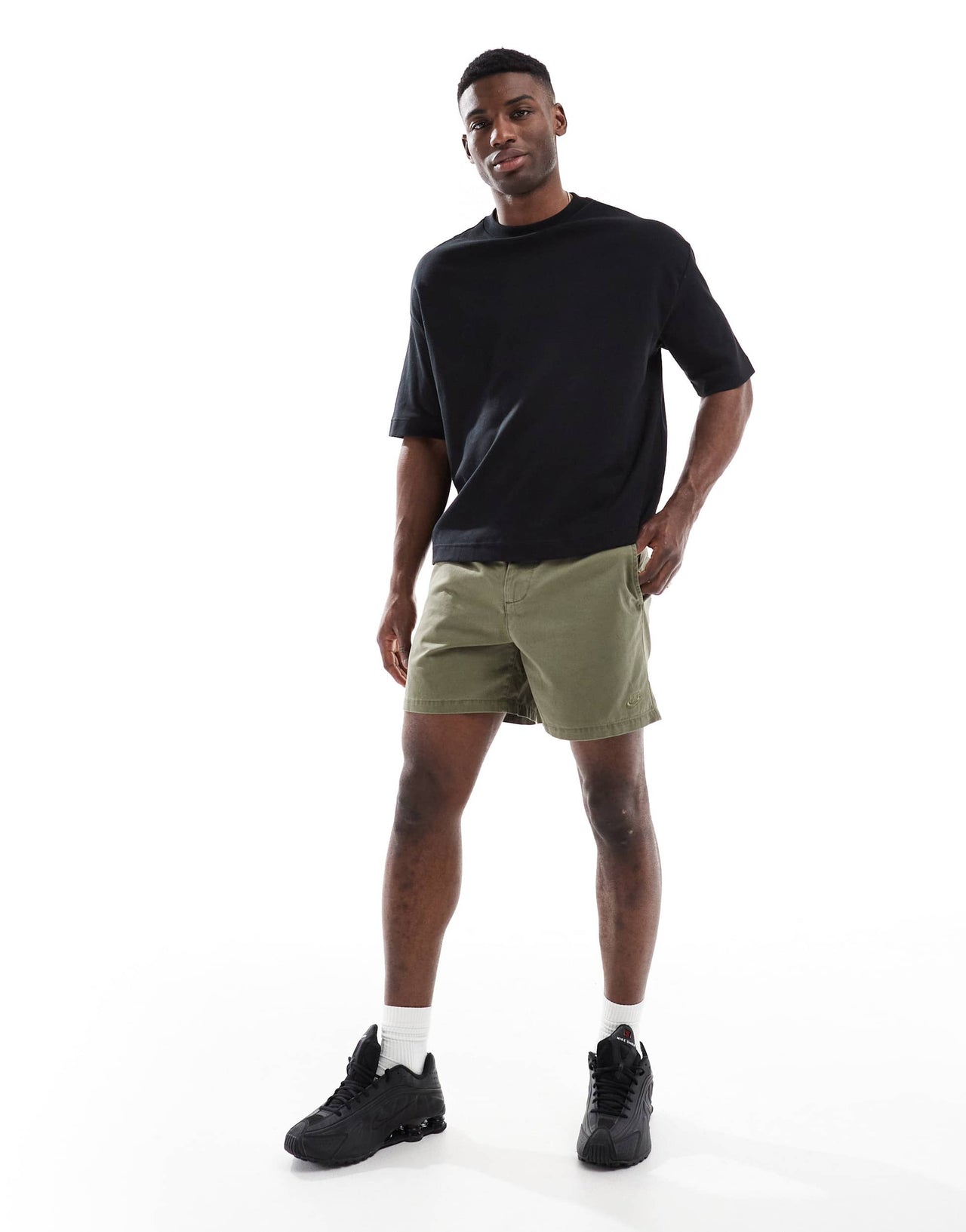 Nike Club washed chino shorts in khaki