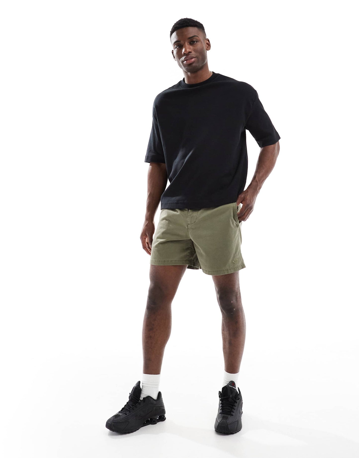 Nike Club washed chino shorts in khaki
