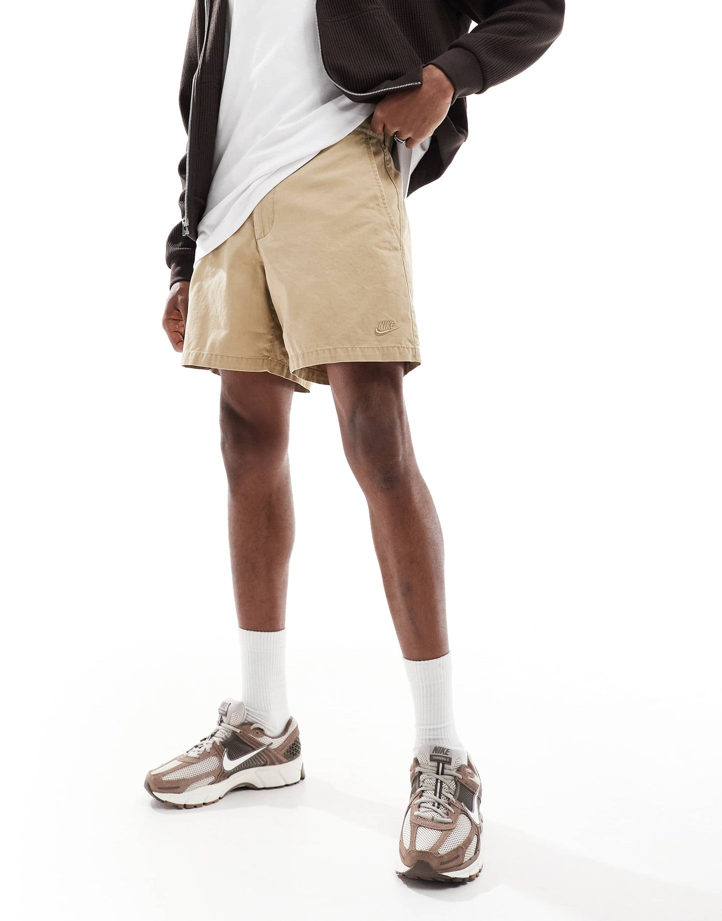 Nike Club washed chino shorts in beige