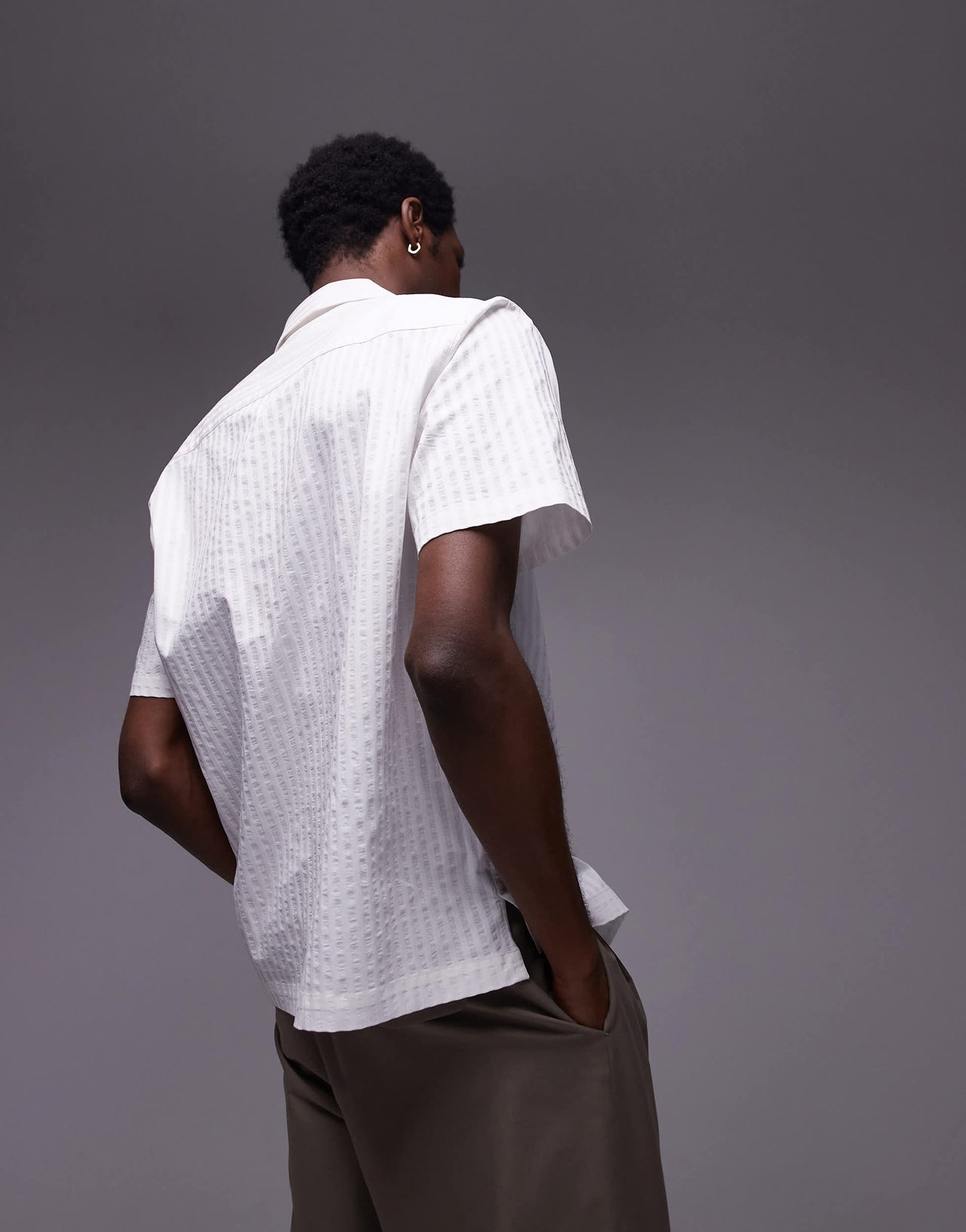 Topman textured stripe shirt in white