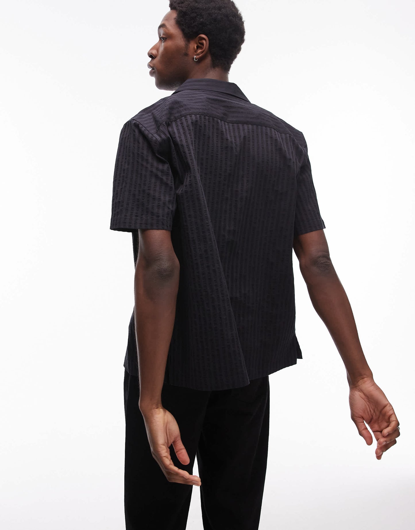 Topman textured stripe shirt in black
