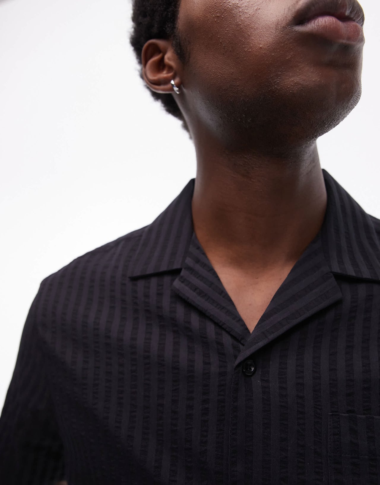 Topman textured stripe shirt in black