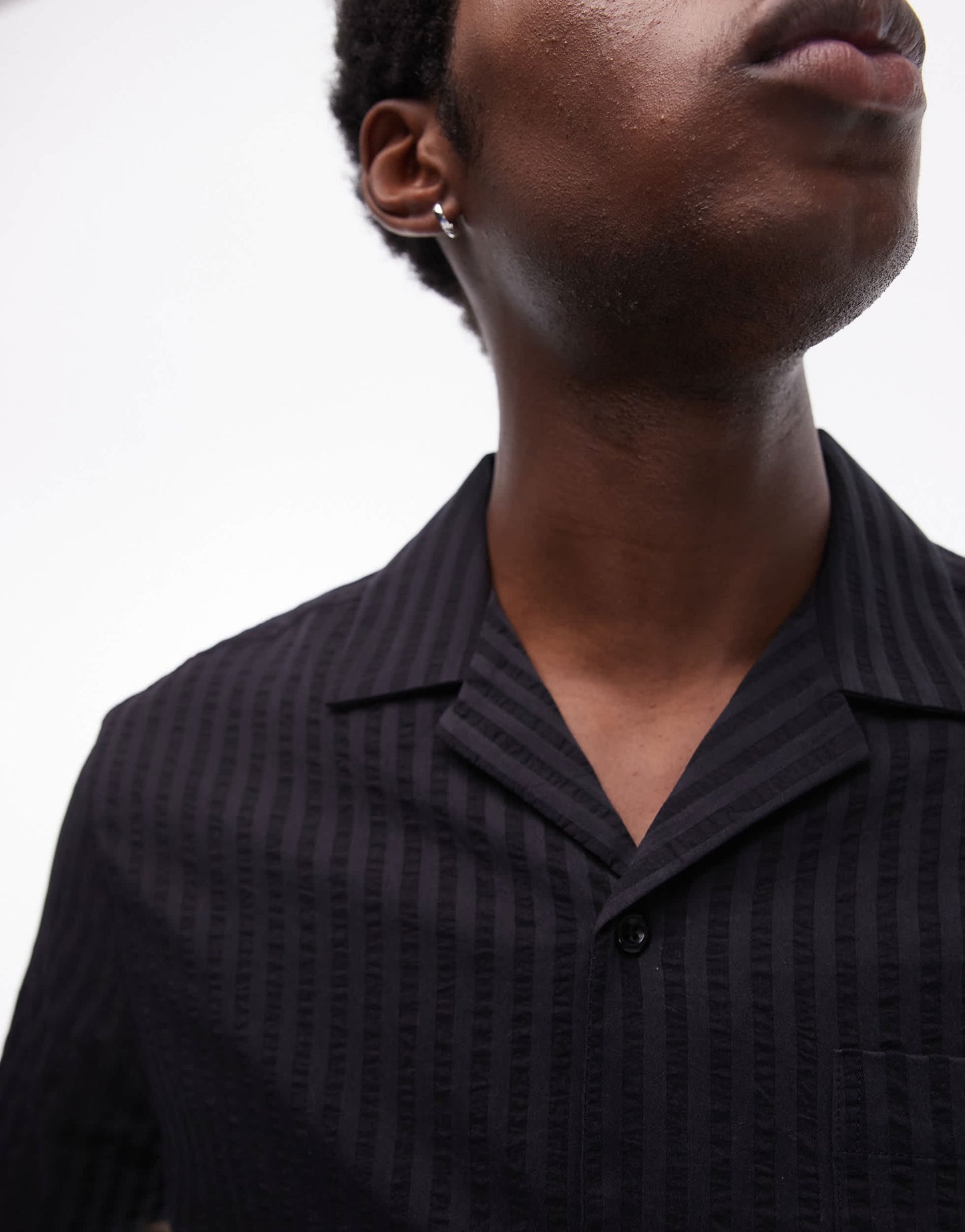 Topman textured stripe shirt in black