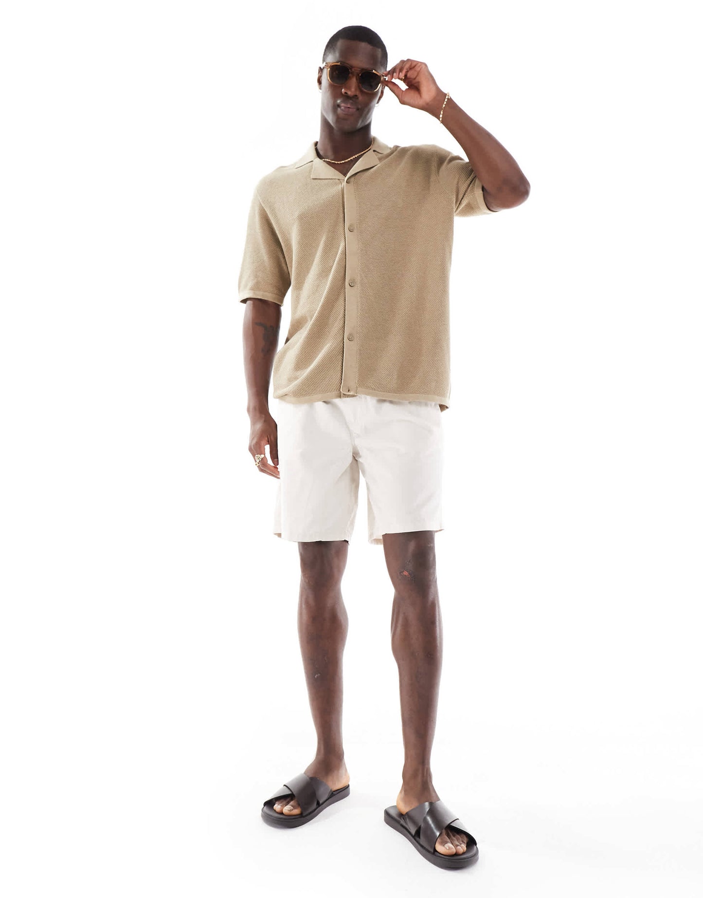 Jack & Jones drawstring chino short in light beige