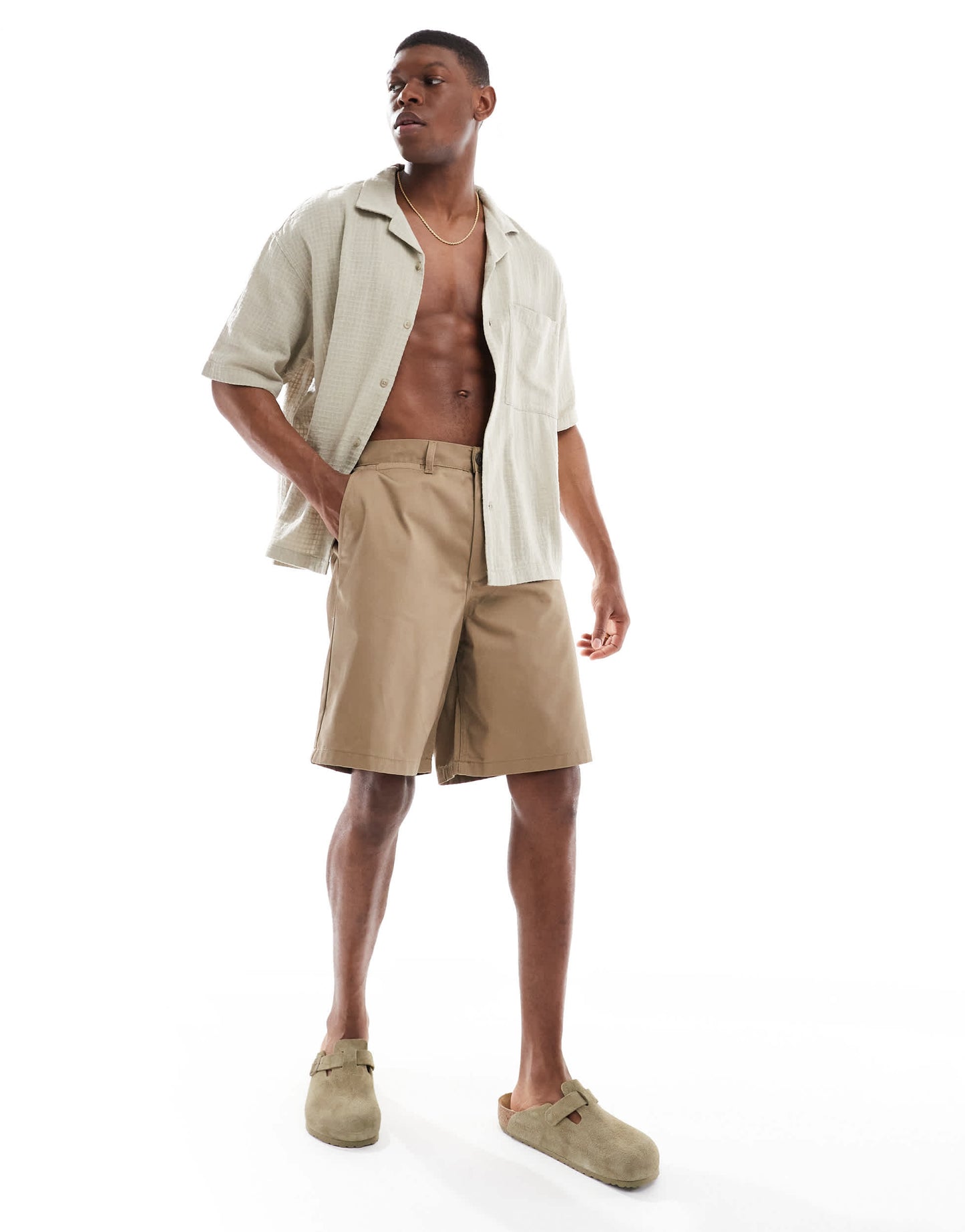 Jack & Jones baggy heavy twill chino short in beige