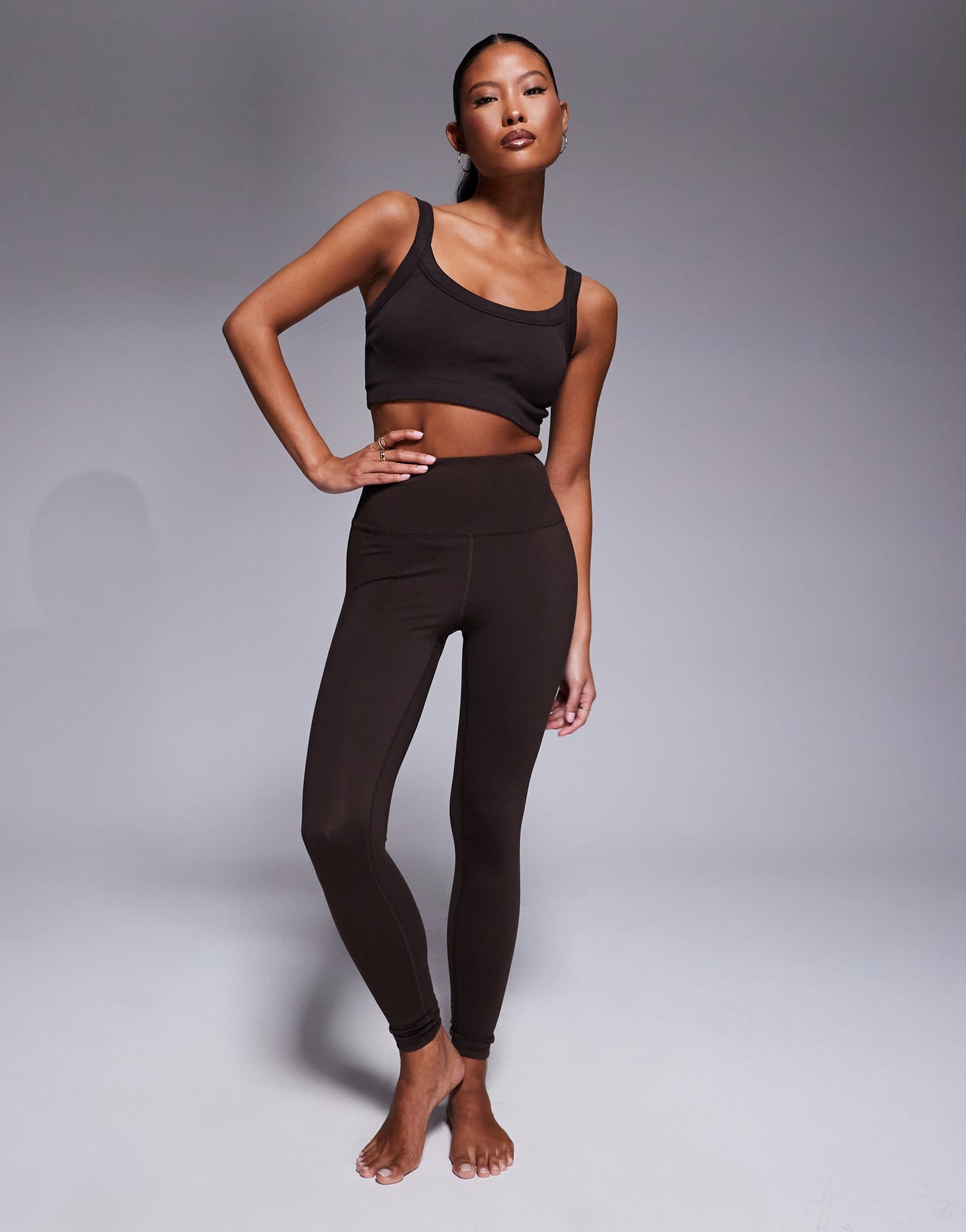 4505 Petite Icon soft touch high waist yoga legging in chocolate
