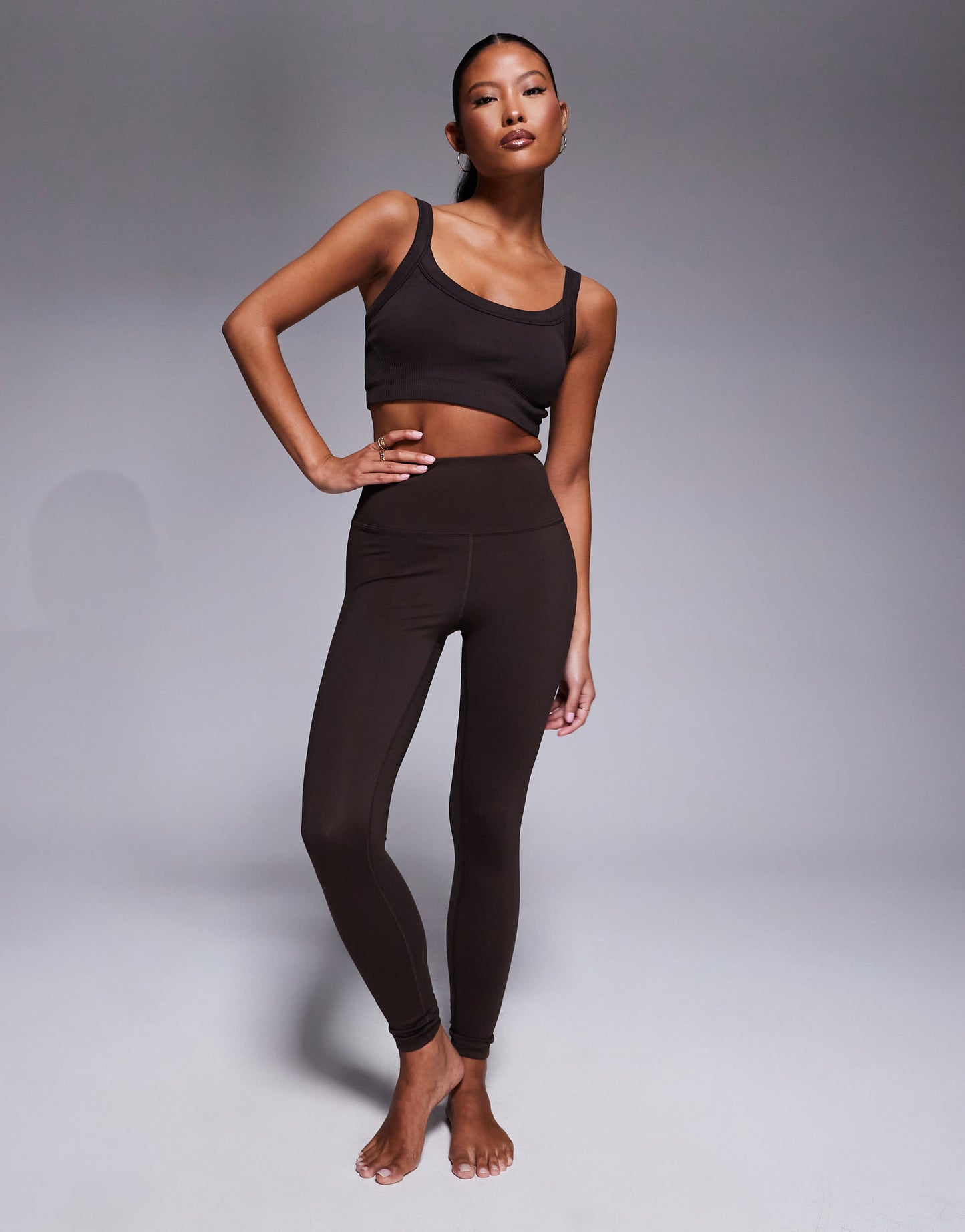 4505 Petite Icon soft touch high waist yoga legging in chocolate