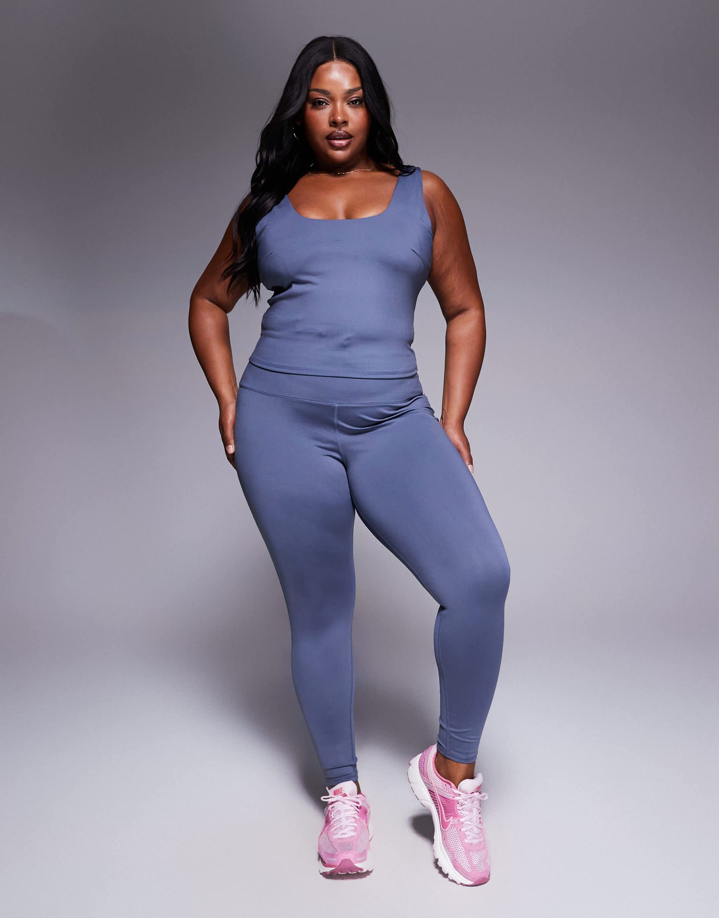 4505 Curve square neck vest with inner bra in cornflower