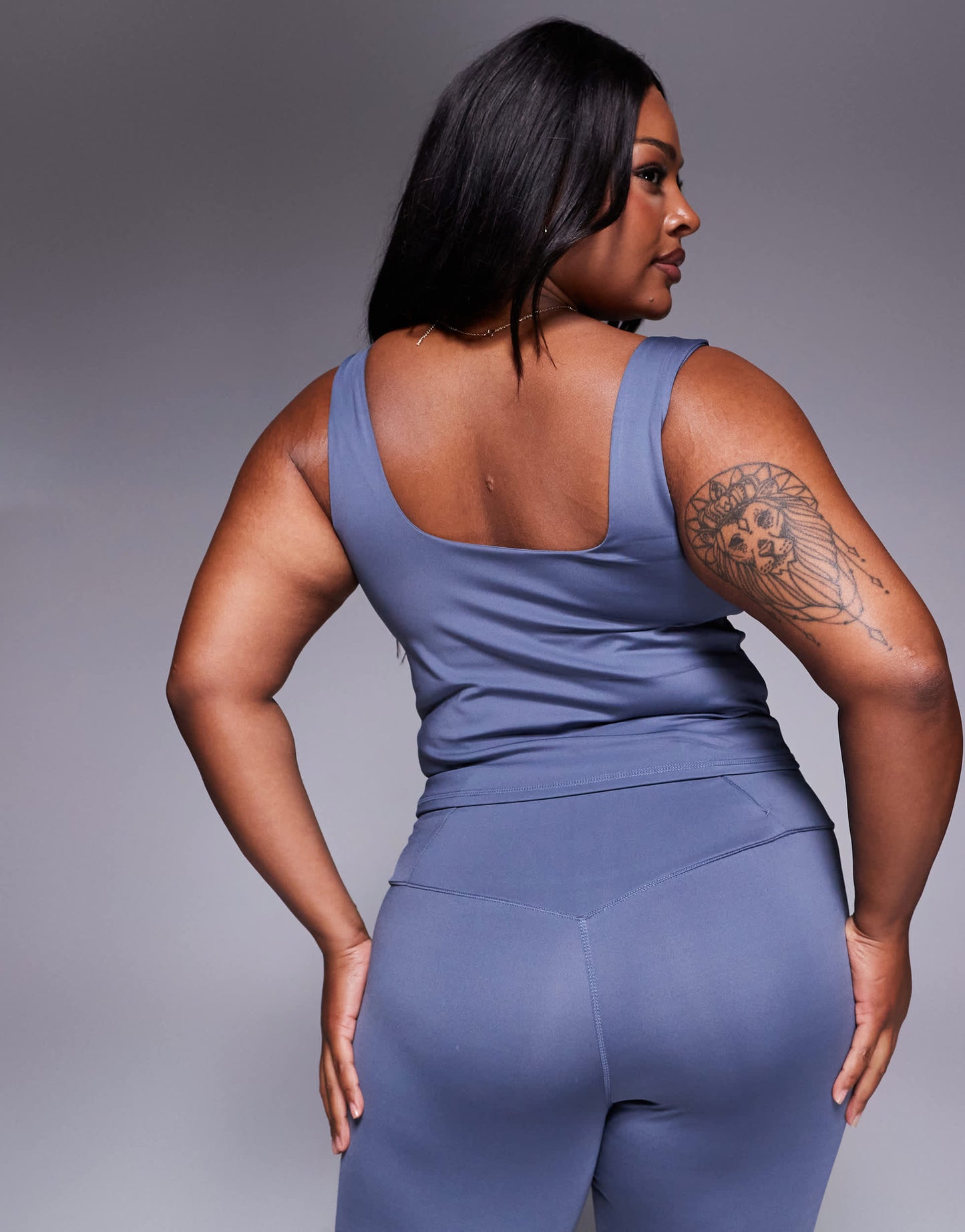 4505 Curve square neck vest with inner bra in cornflower