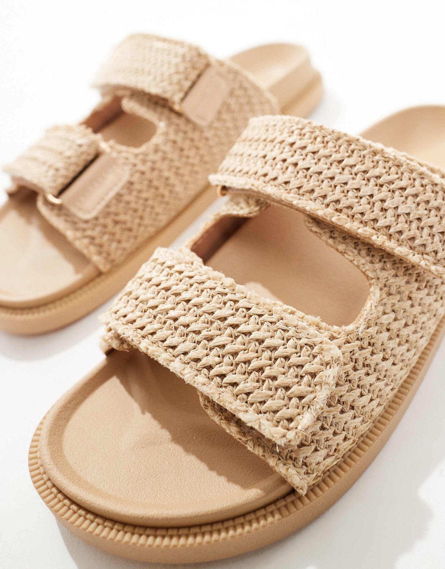SEQWL sandals with straps in natural raffia