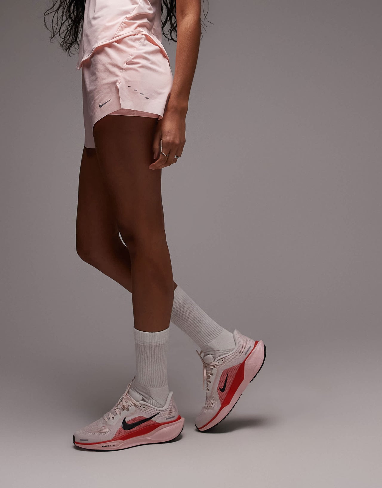Nike Running Swift Dri-FIT mid rise 3 inch 2 in 1 shorts in pink