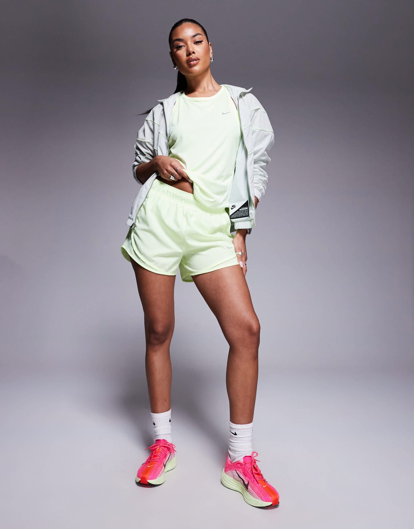Nike Running Tempo Dri-FIT mid rise 3 inch shorts in lime green