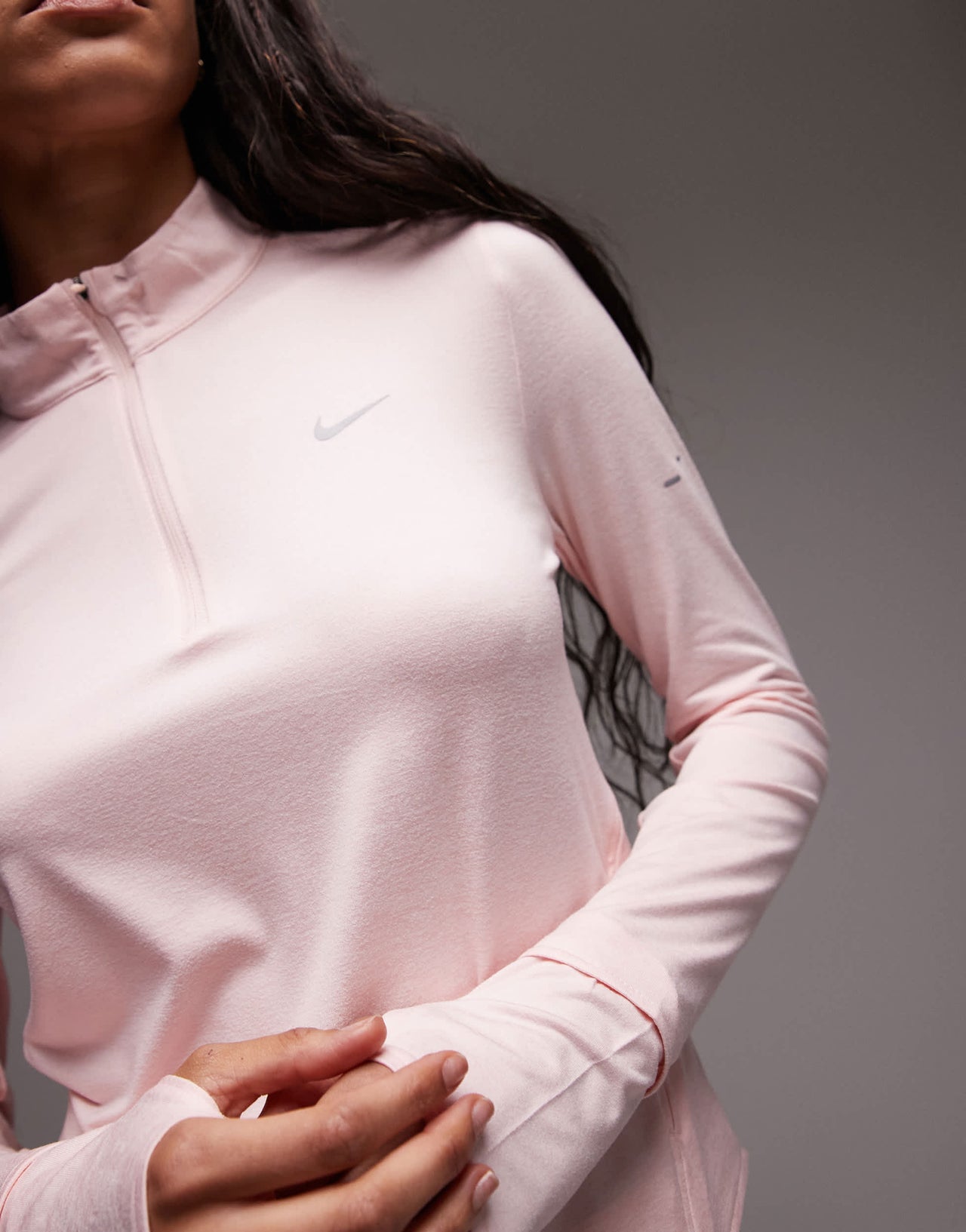 Nike Running Swift Dri-FIT half zip long sleeved top in pink