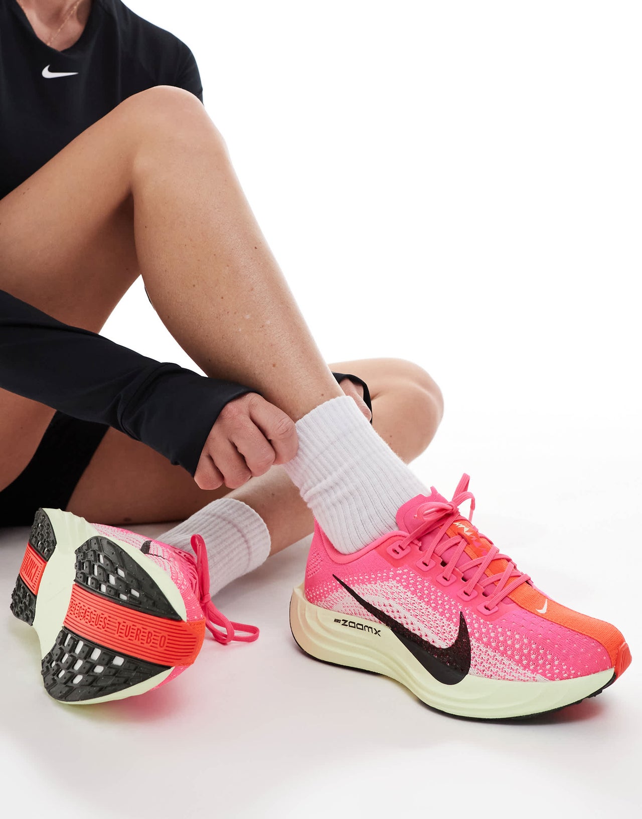 Nike Running Pegasus Plus trainers in pink and green