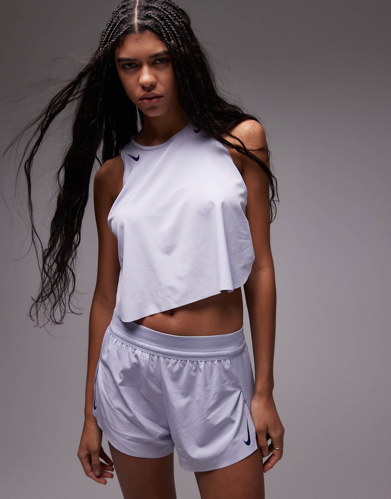 Nike Running Aeroswift Dri-FIT plisse mid rise shorts in purple