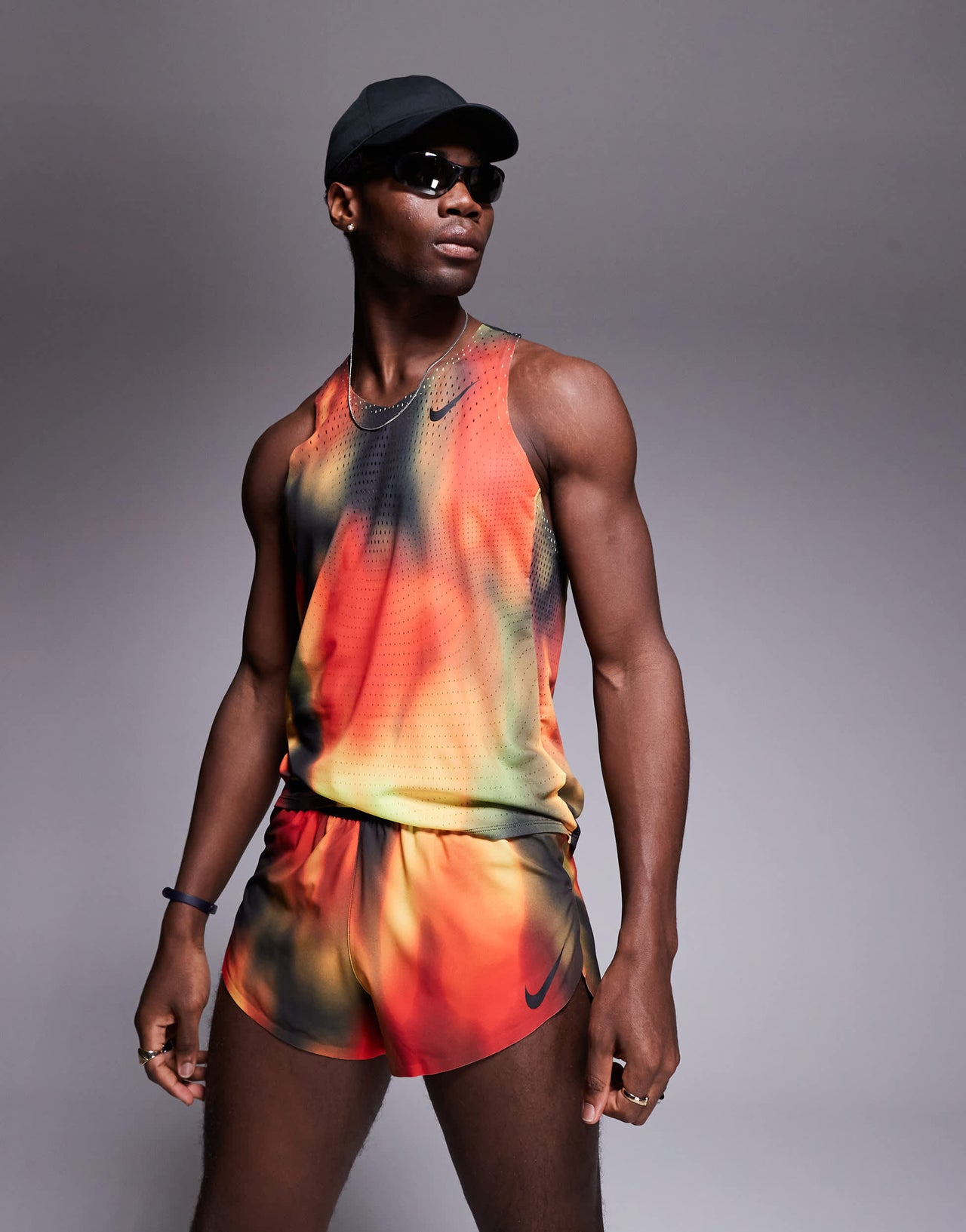 Nike Running Aeroswift Dri-FIT shorts in red, yellow and black