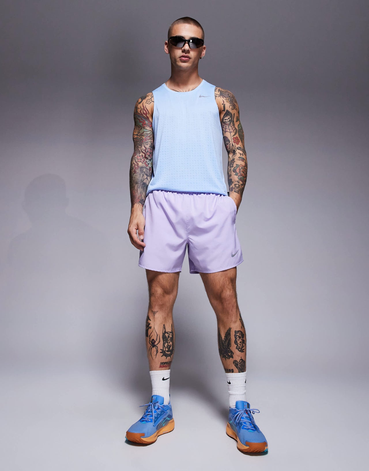 Nike Running Challenger Dri-FIT 5 inch shorts in lilac