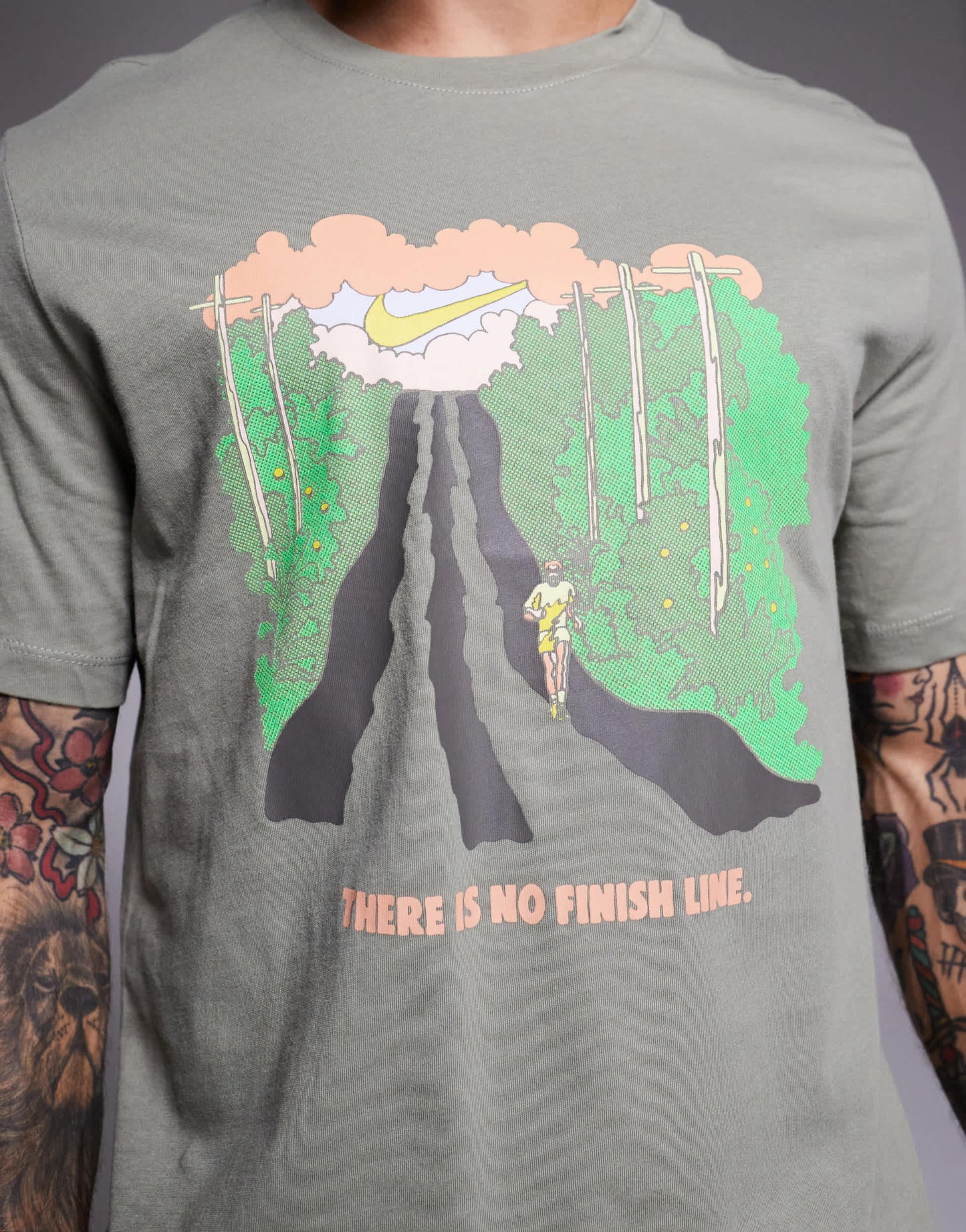 Nike Running graphic t-shirt in khaki