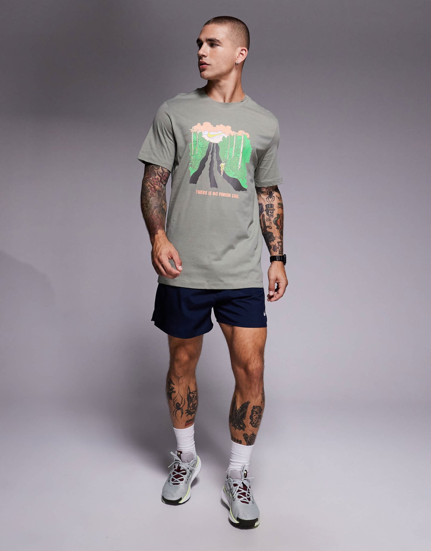 Nike Running graphic t-shirt in khaki