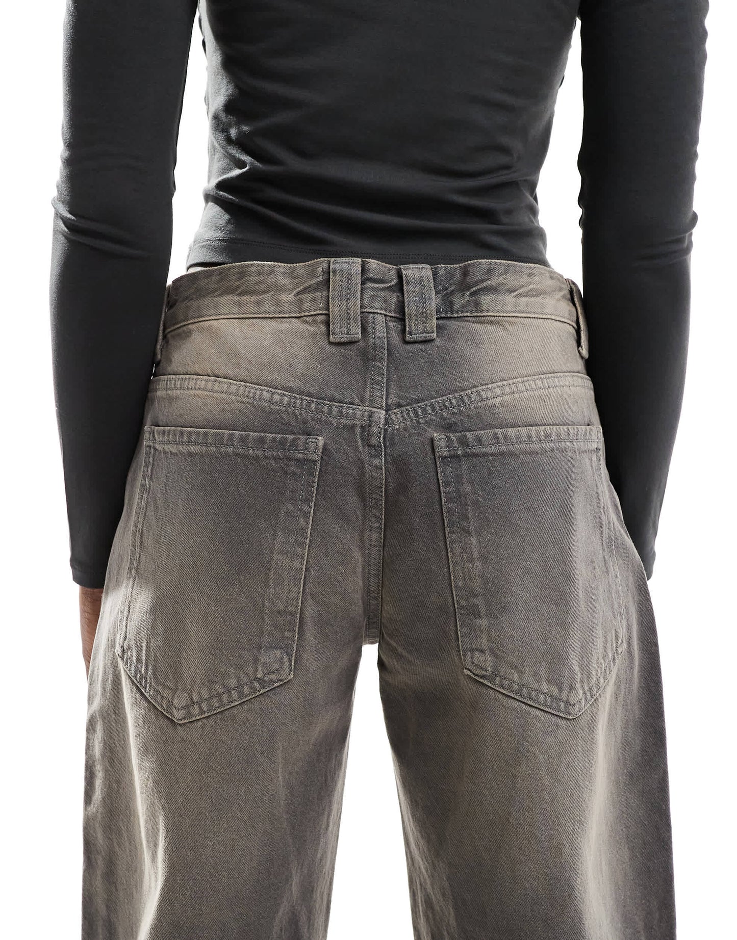 Bershka baggy balloon leg jeans in grey wash