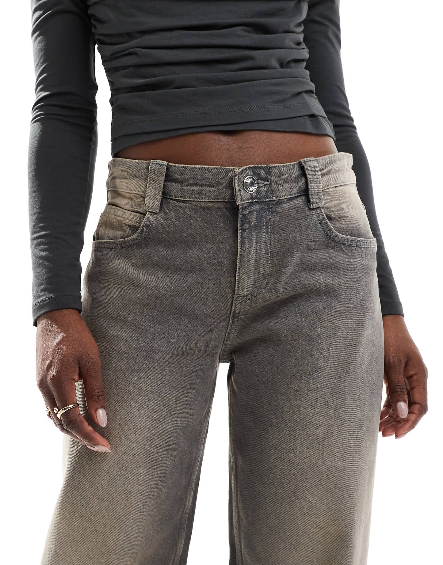 Bershka baggy balloon leg jeans in grey wash