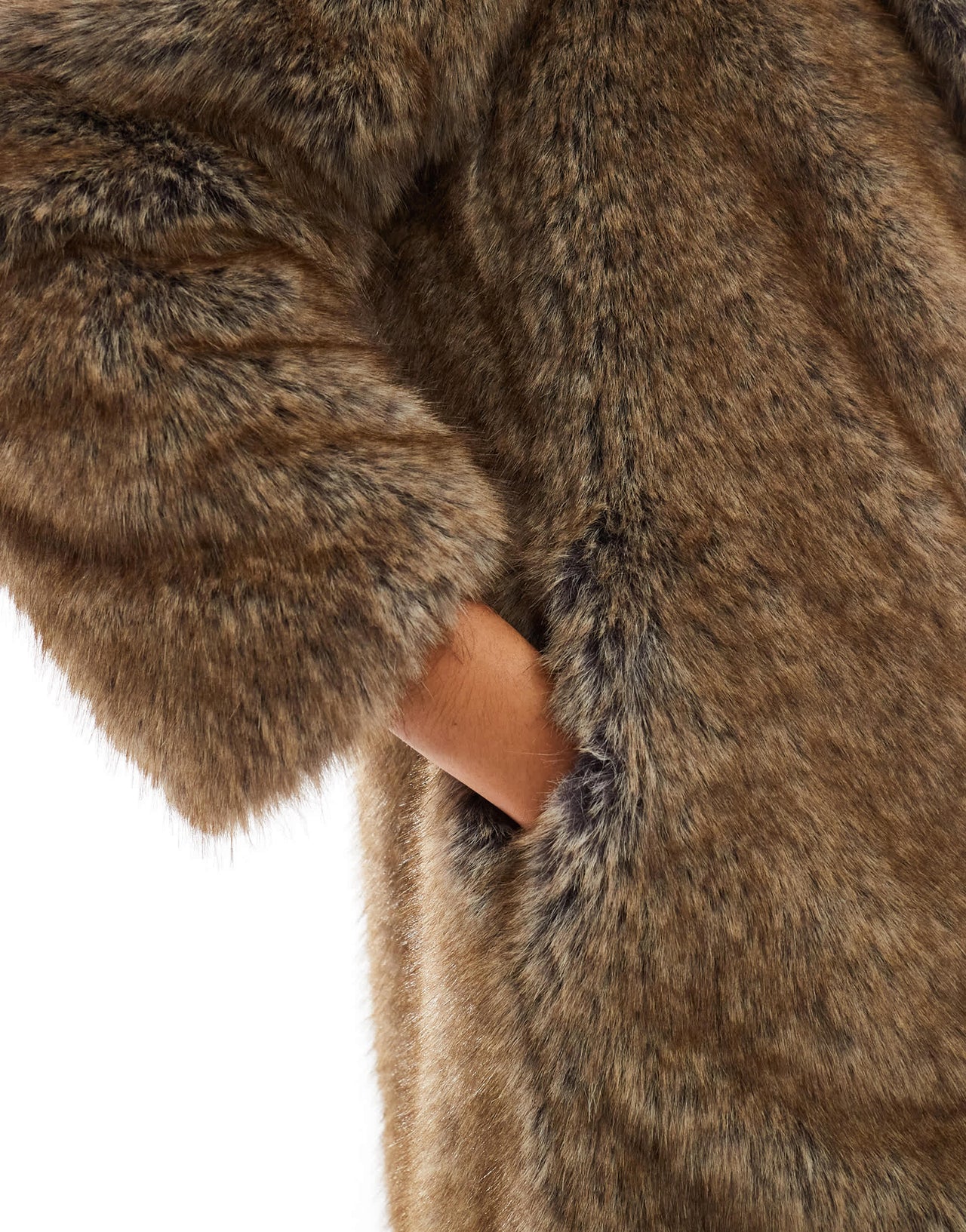 Bershka maxi faux fur coat in brown