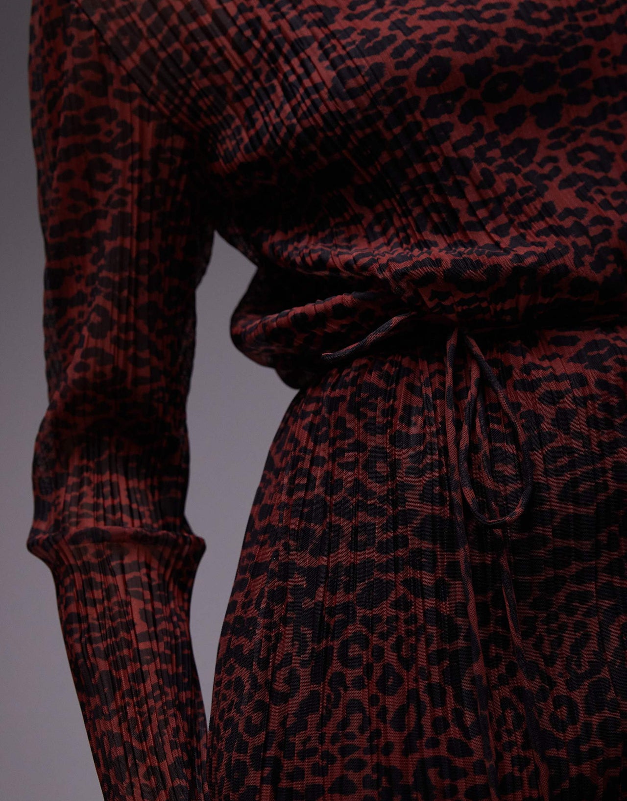 & Other Stories plisse mesh midi dress in leopard print